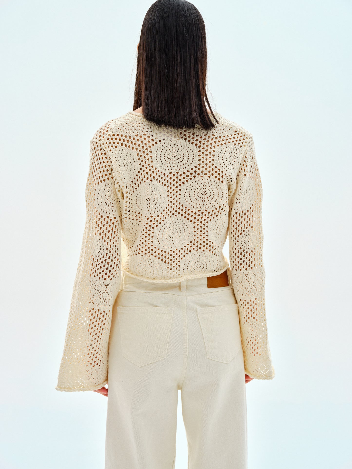 Crochet Knit Top, Cream