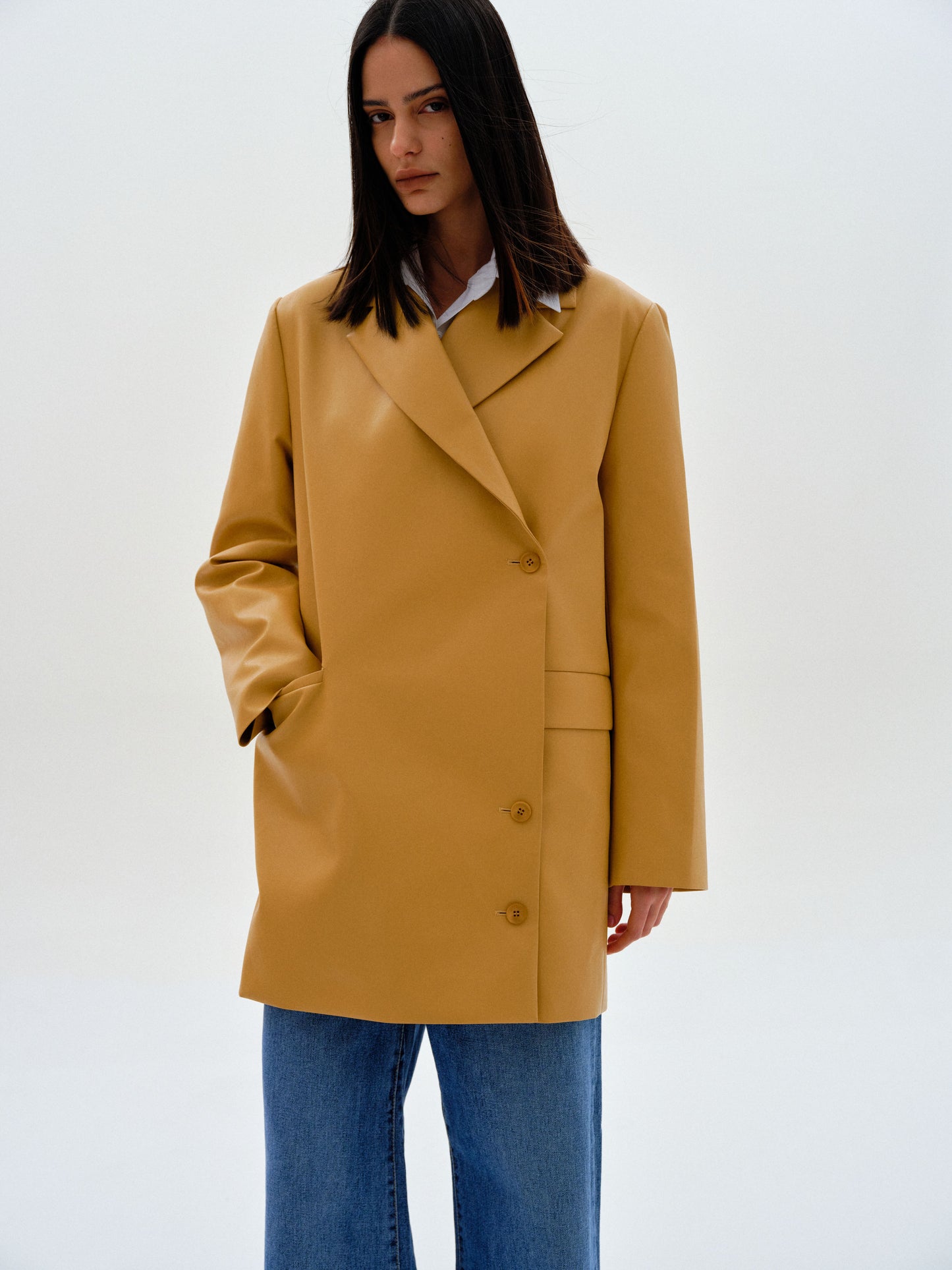 Leather Wrap Jacket, Caramel