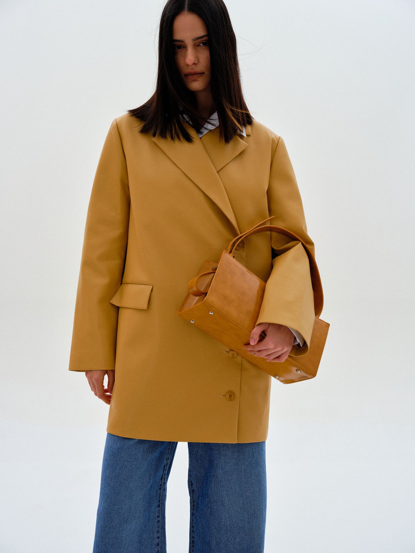 Leather Wrap Jacket, Caramel