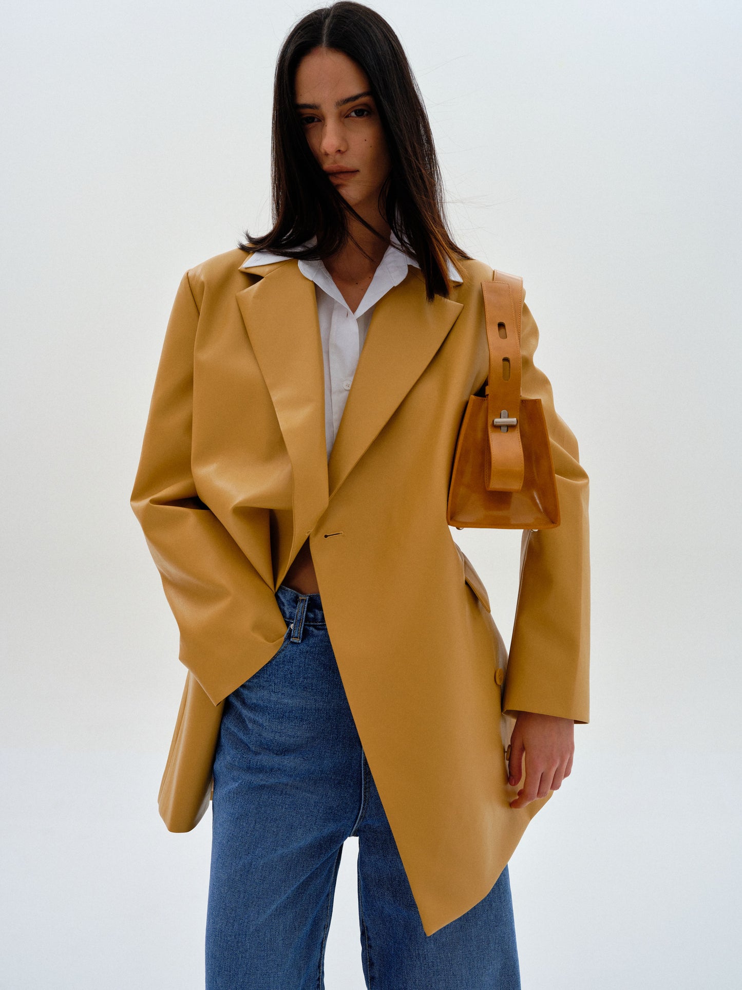 Leather Wrap Jacket, Caramel