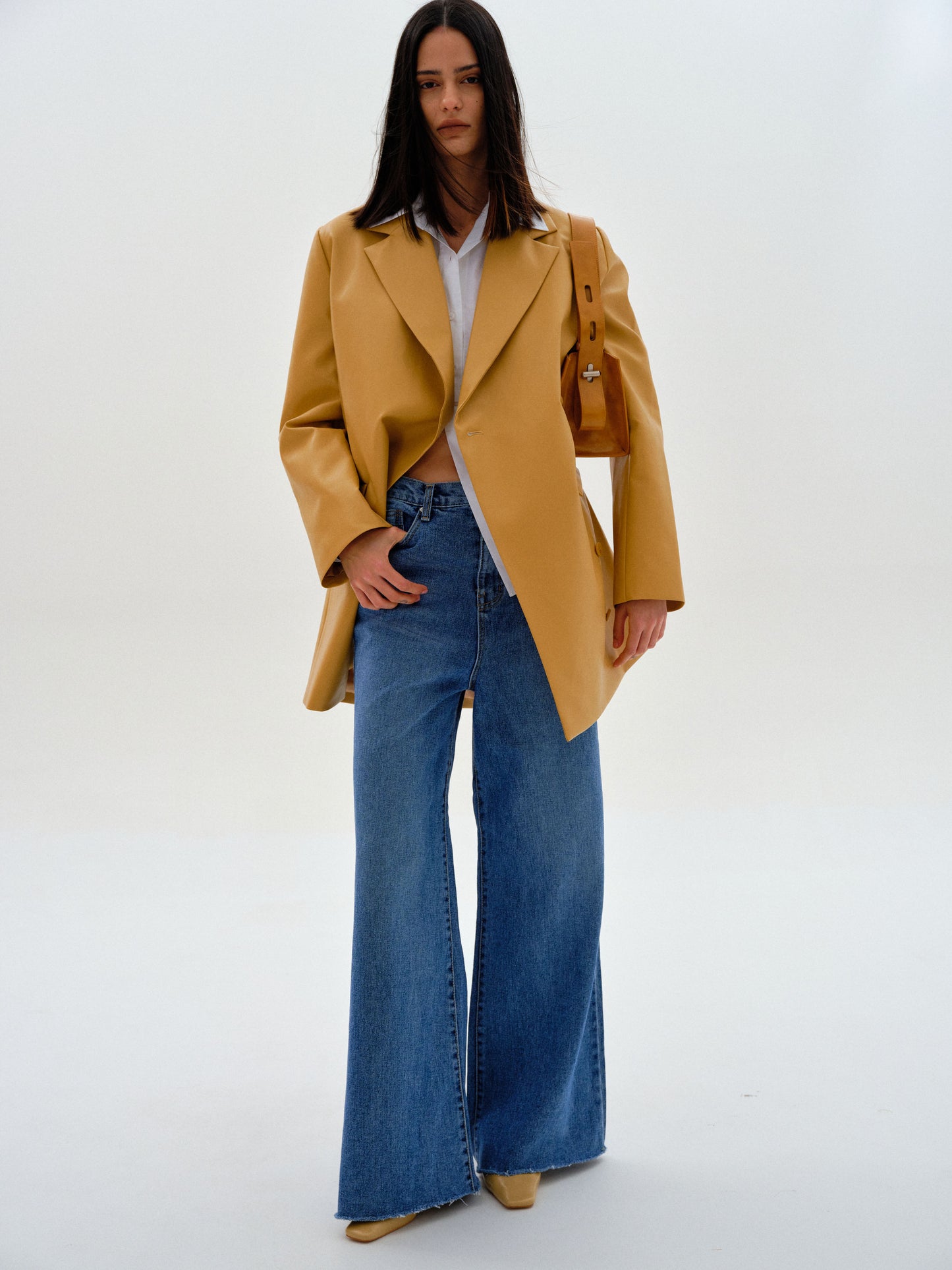 Leather Wrap Jacket, Caramel
