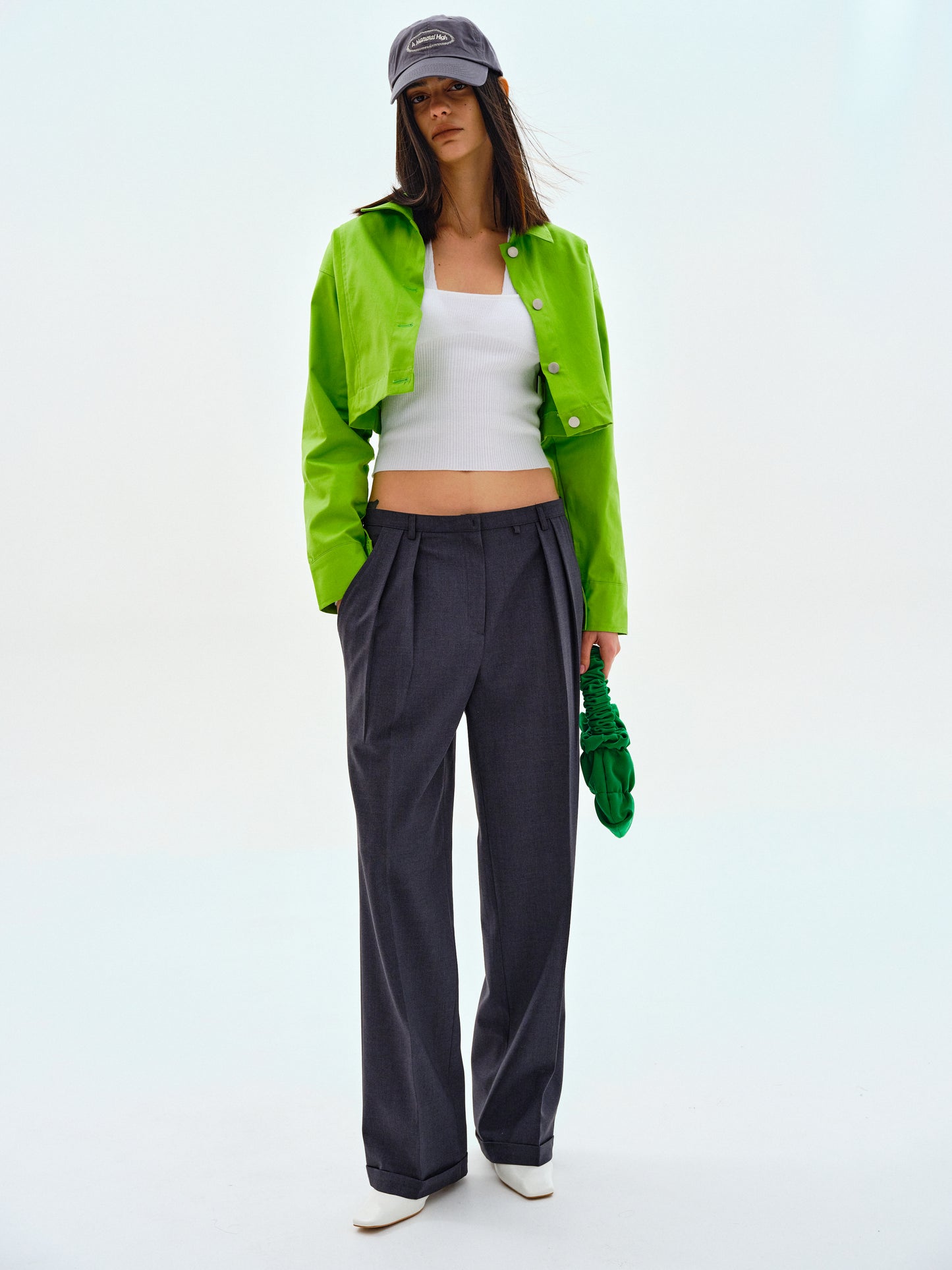 Cotton Cropped Jacket, Apple