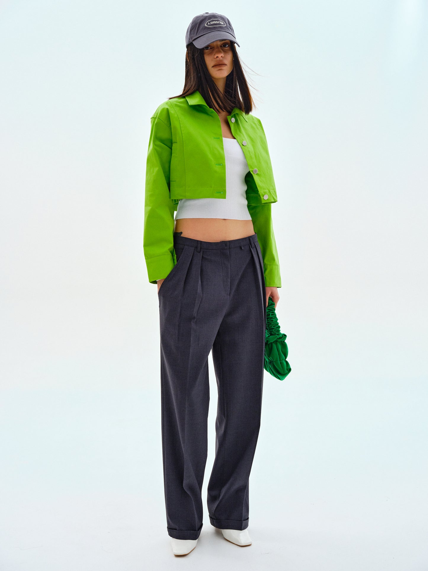 Low-Rise Tencel Trousers, Charcoal