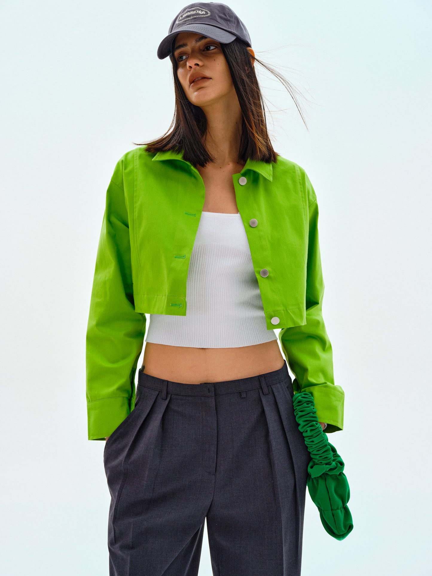 Cotton Cropped Jacket, Apple