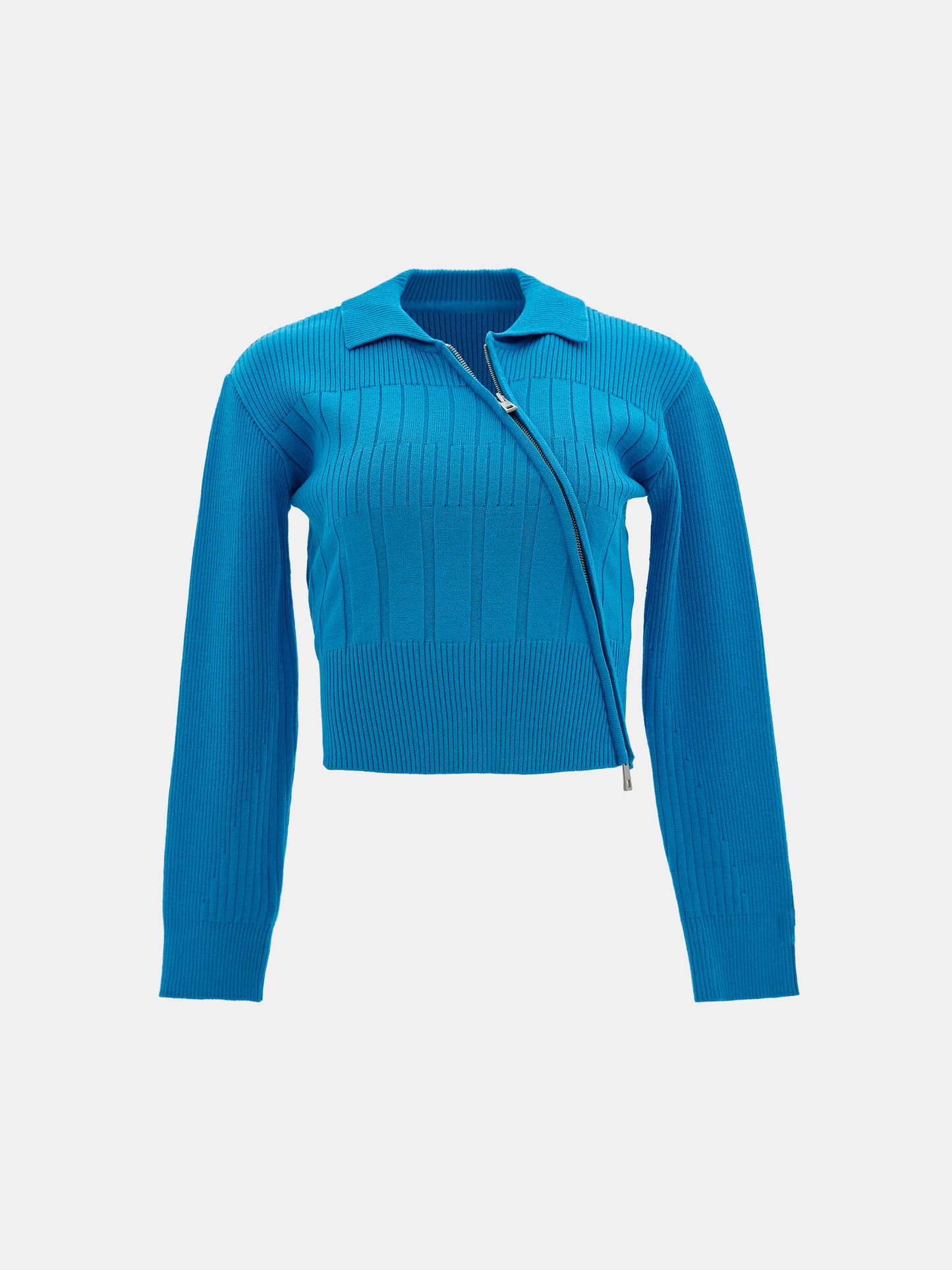 Diagonal Double Zip Cardigan, Royal Blue