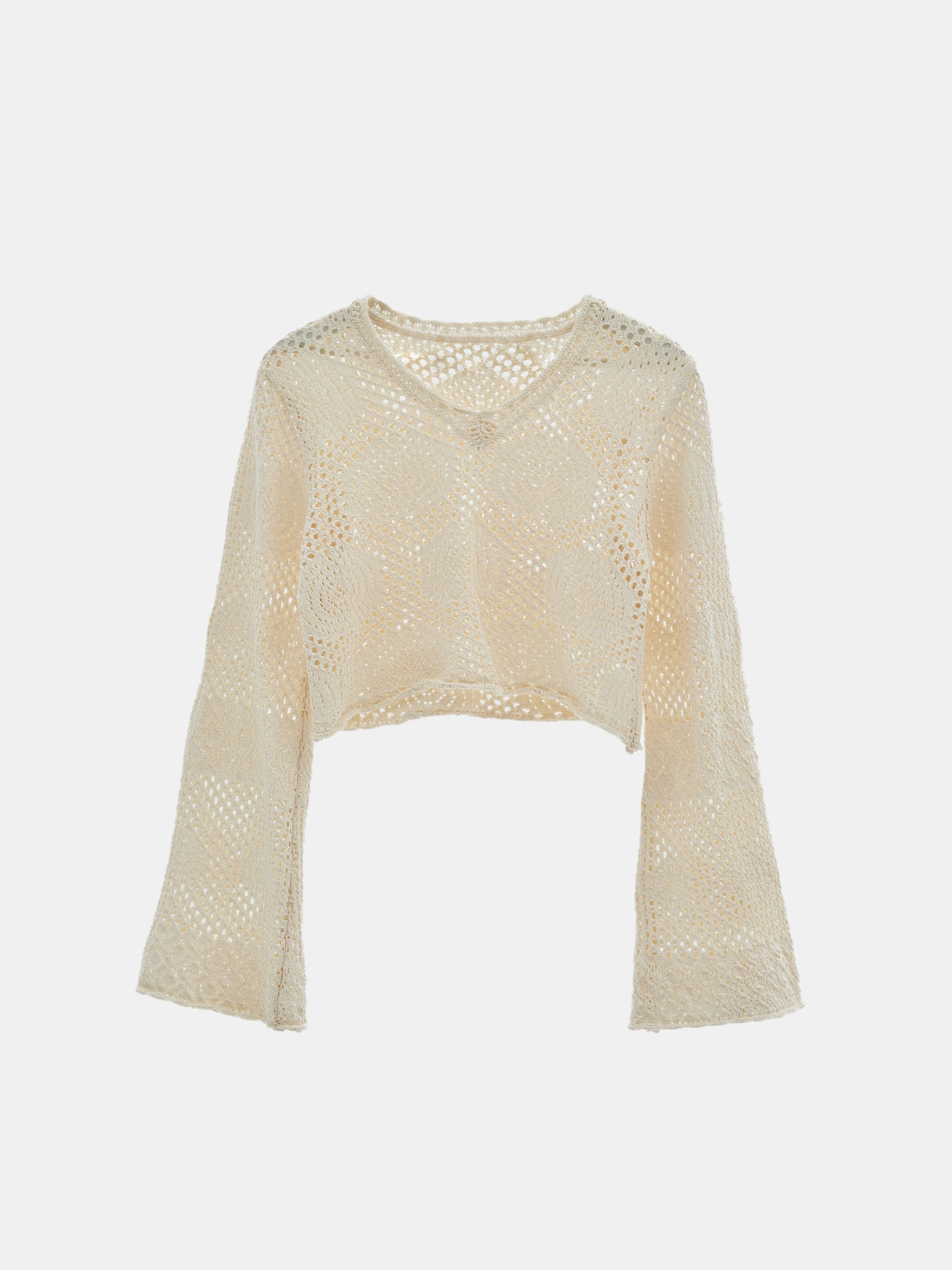 Crochet Knit Top, Cream