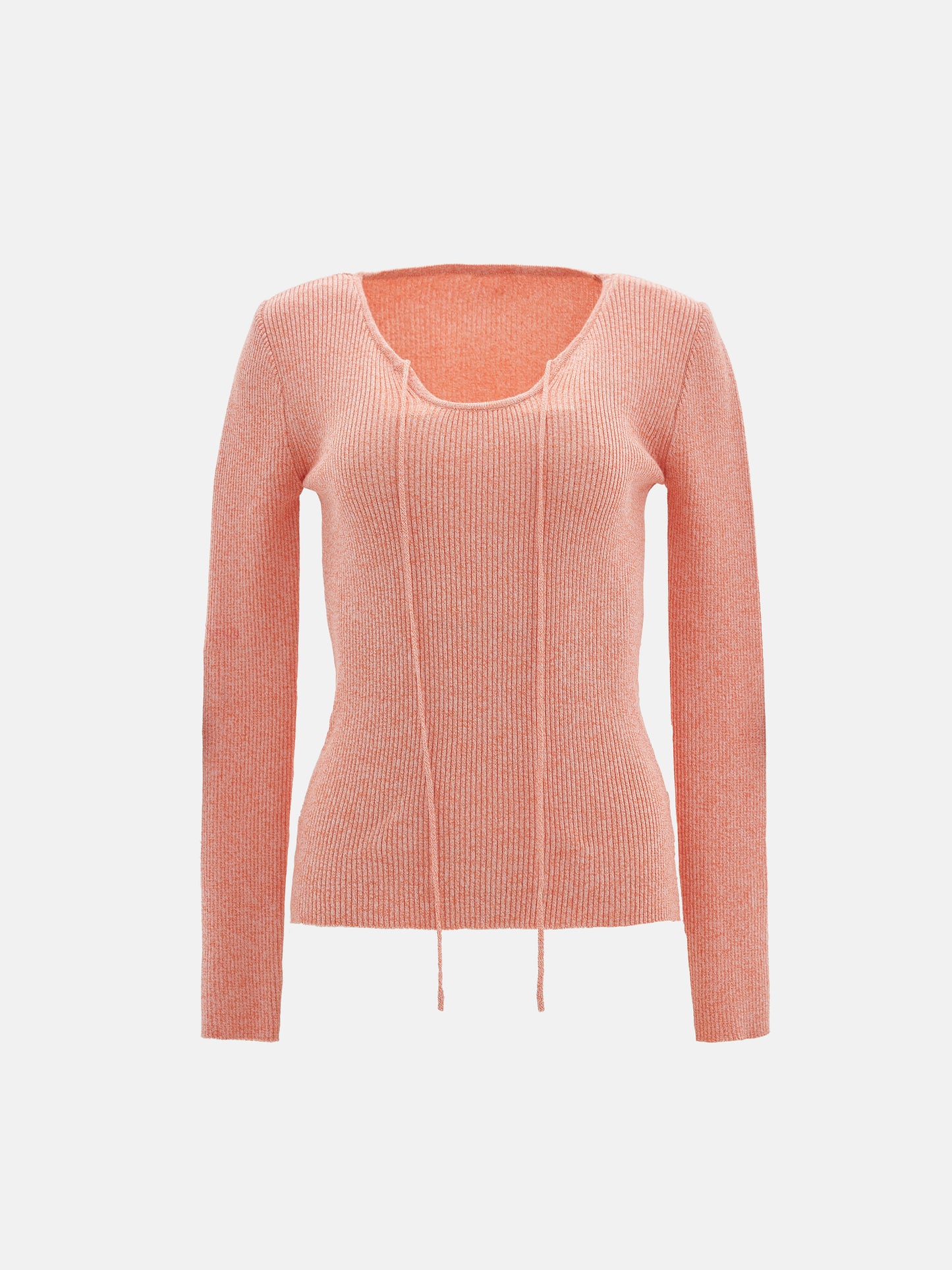 Plunge Rib Knit, Pink Orange