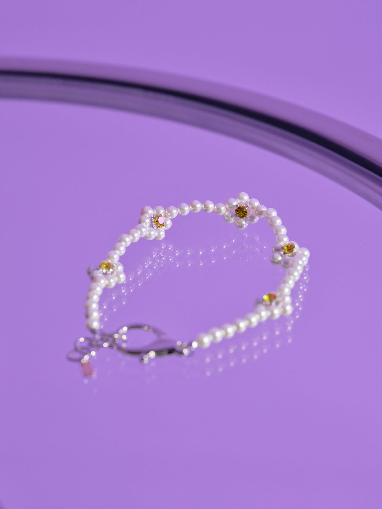 Floral Bead & Pearl Choker, White