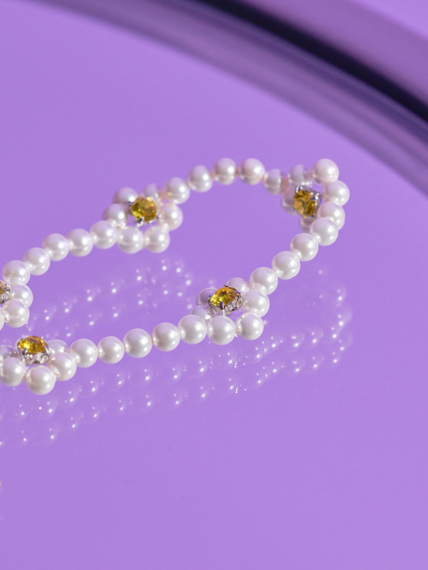 Floral Bead & Pearl Choker, White