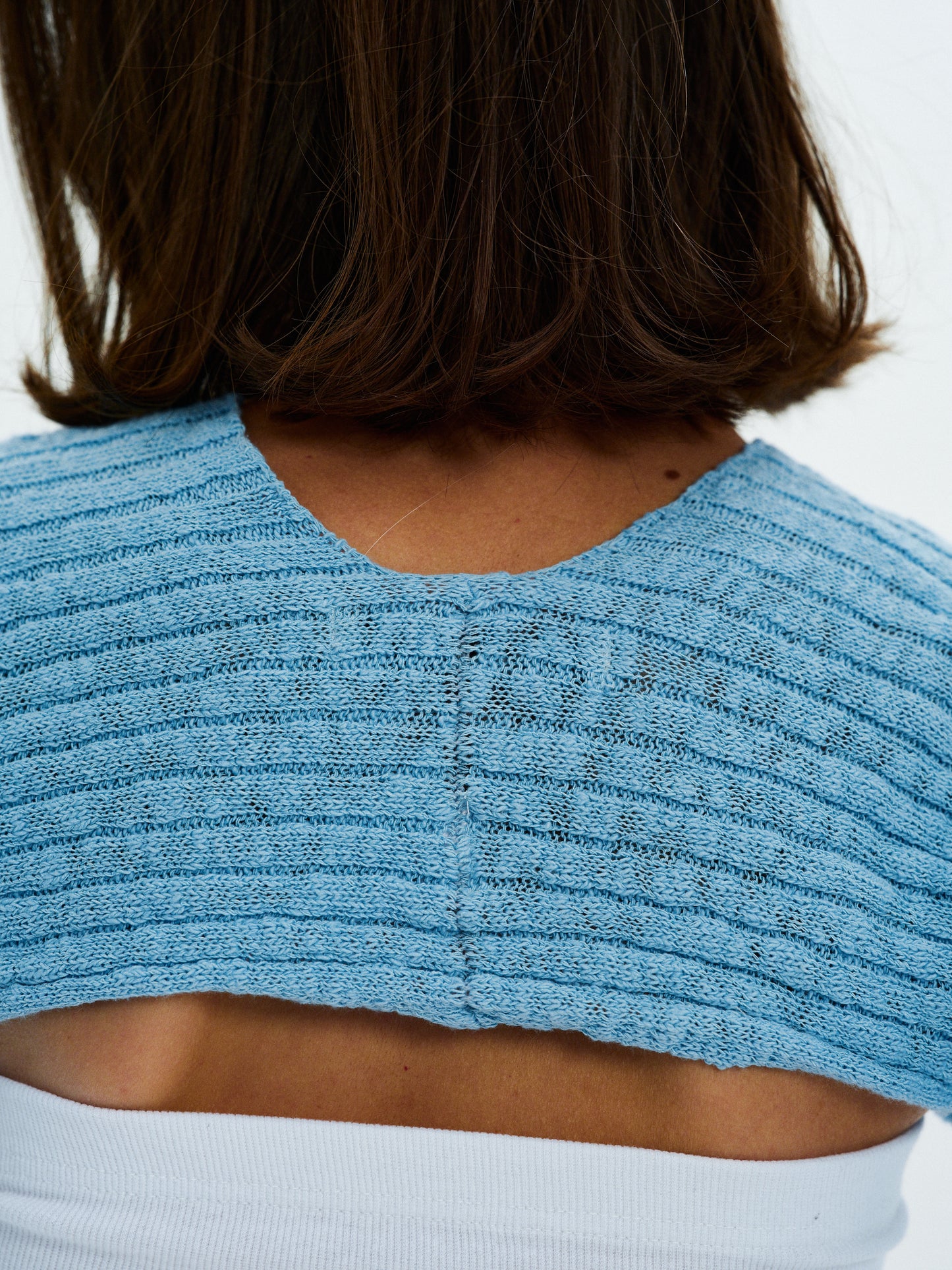 Cropped Knit Bolero, Maya Blue