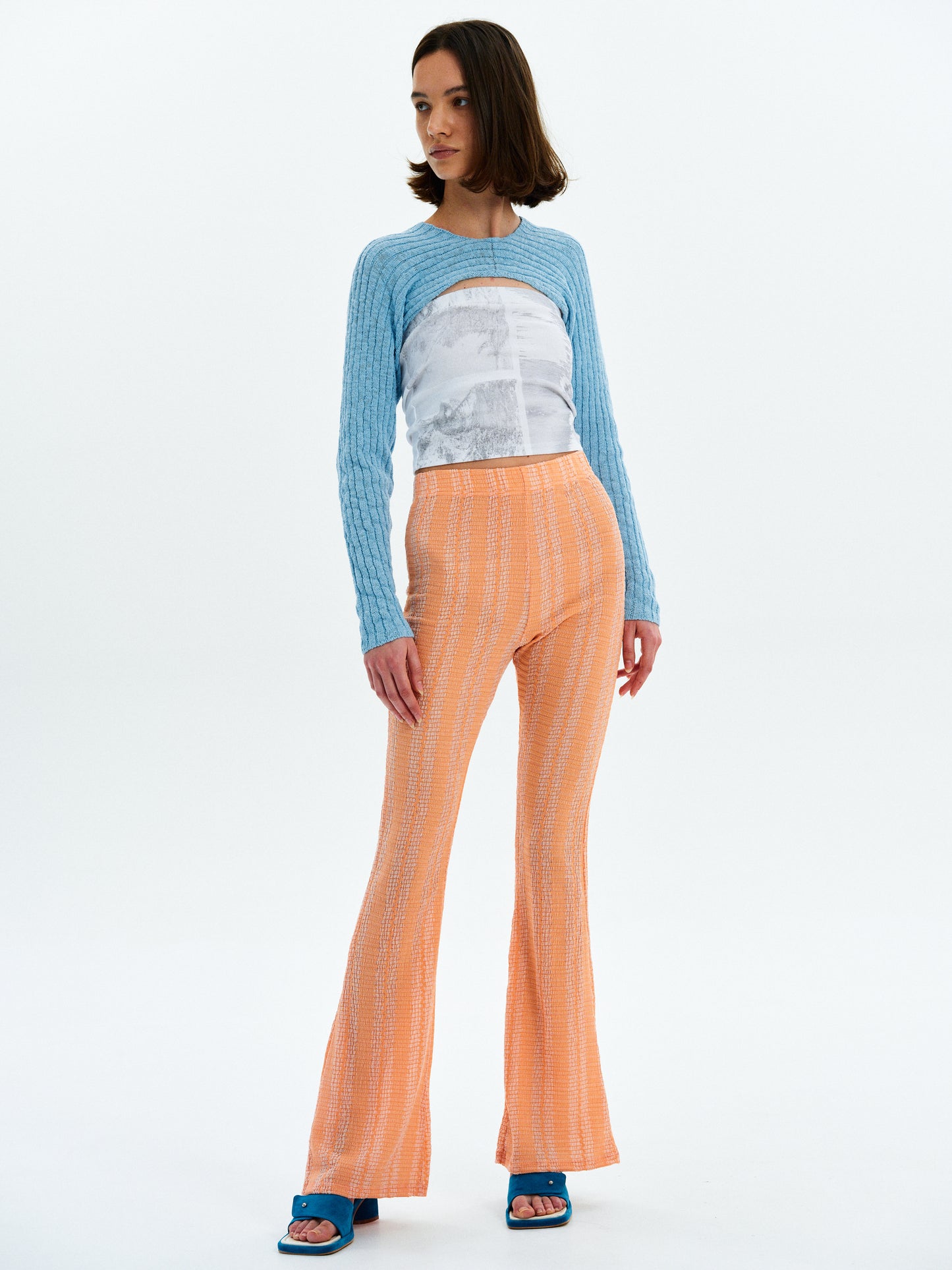 Cropped Knit Bolero, Maya Blue