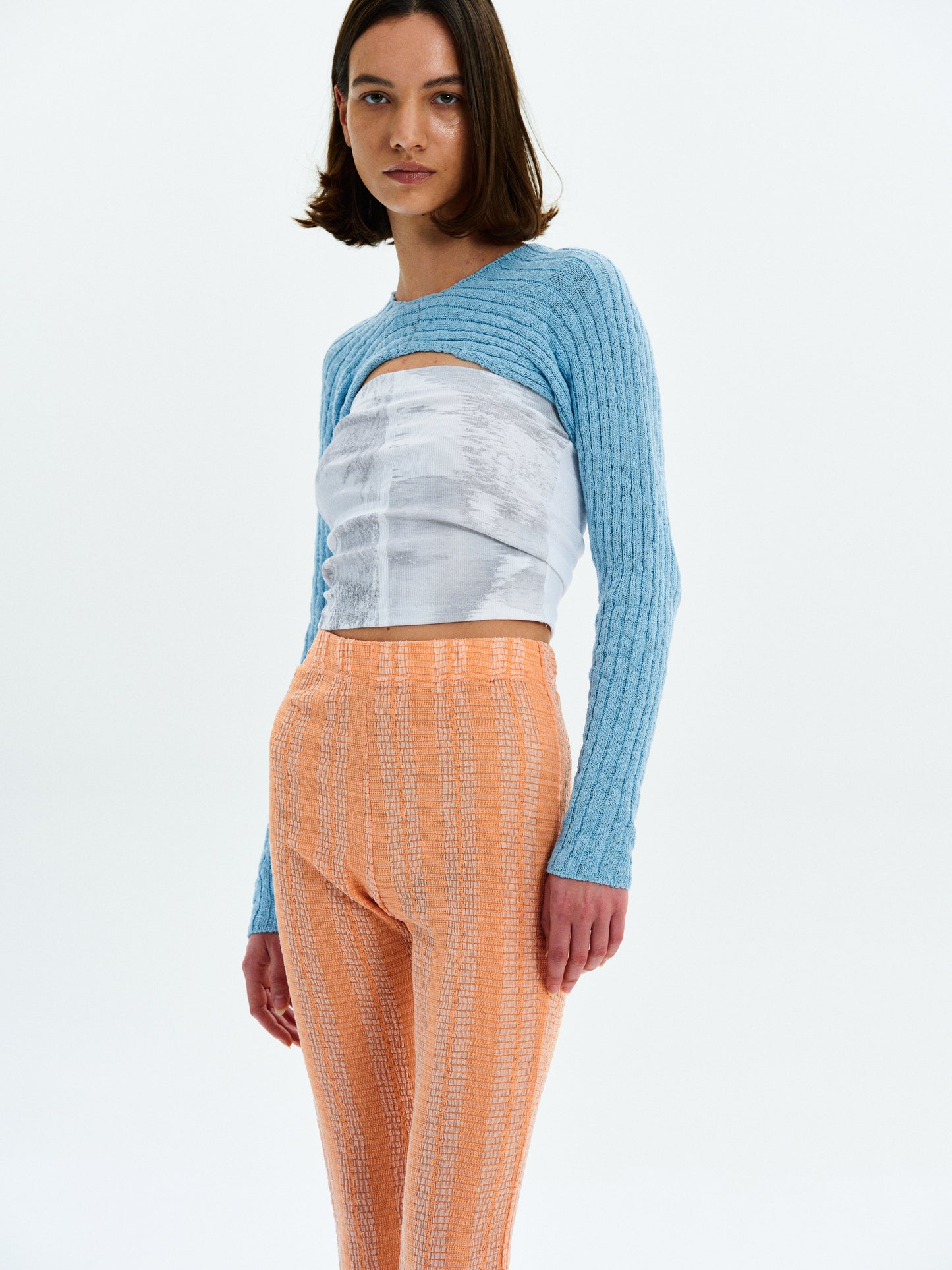 Cropped Knit Bolero, Maya Blue
