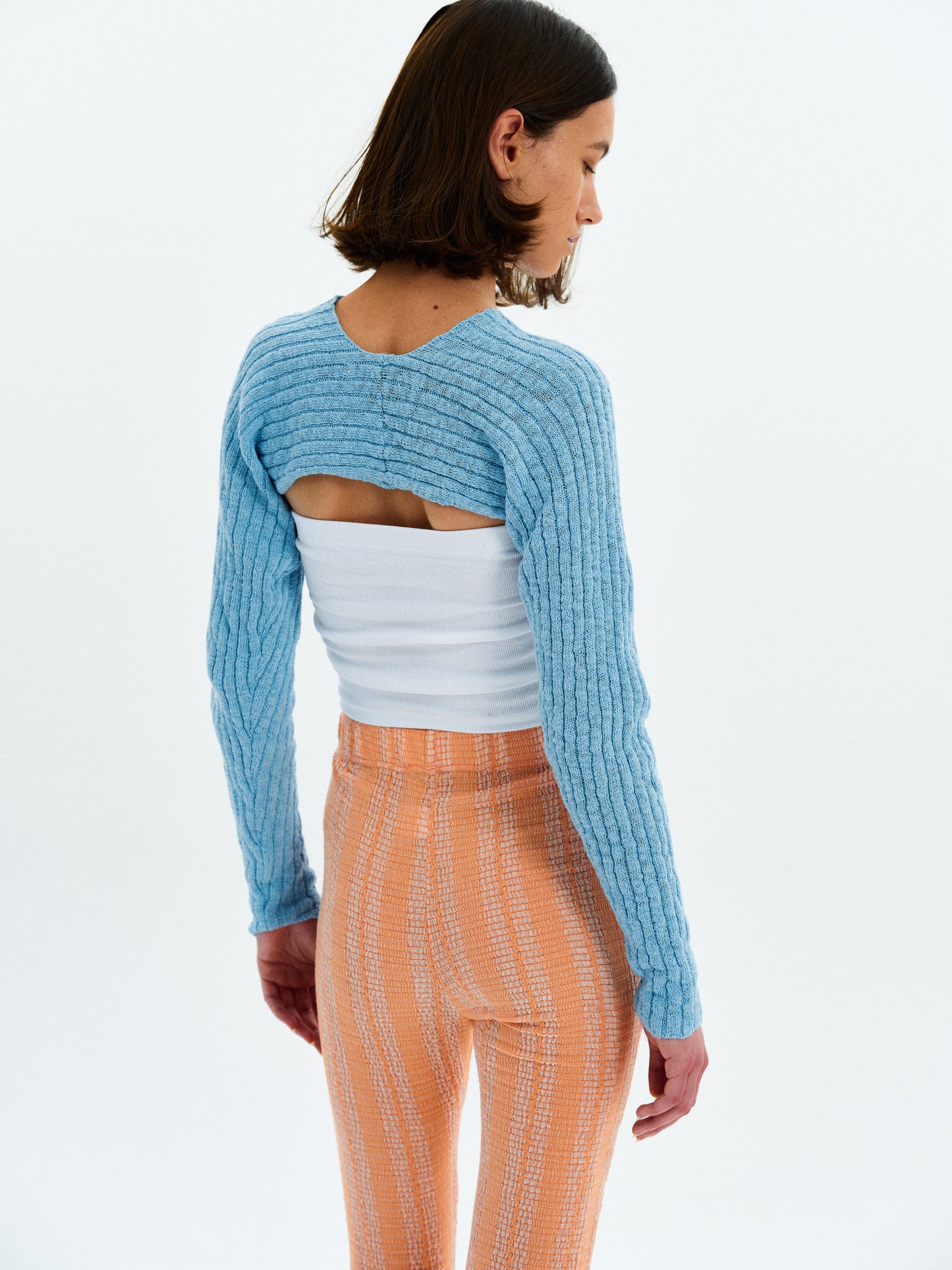 Cropped Knit Bolero, Maya Blue