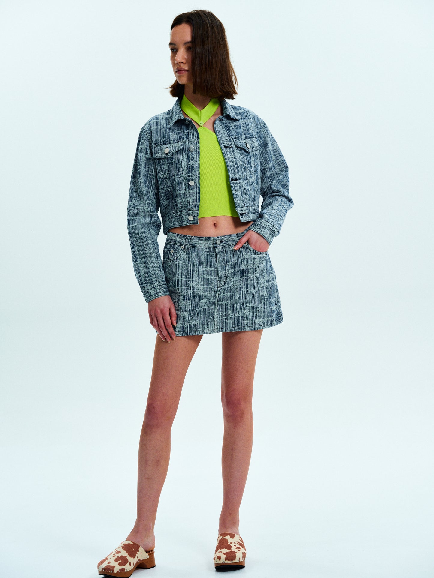 Torn Denim Skirt, Medium Blue