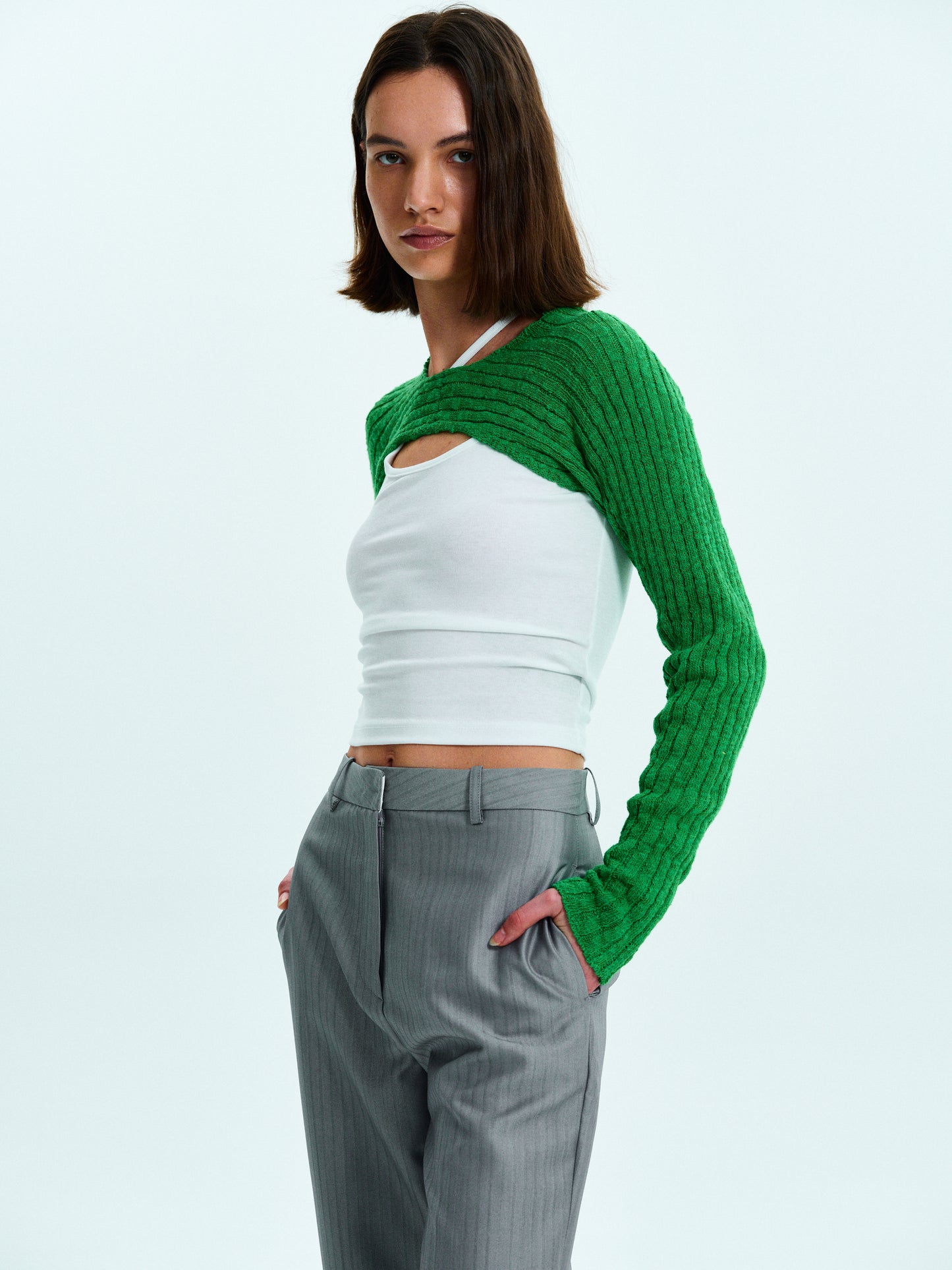 Cropped Knit Bolero, Shamrock