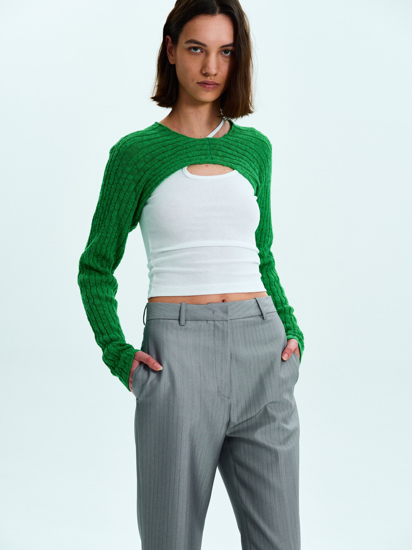 Cropped Knit Bolero, Shamrock