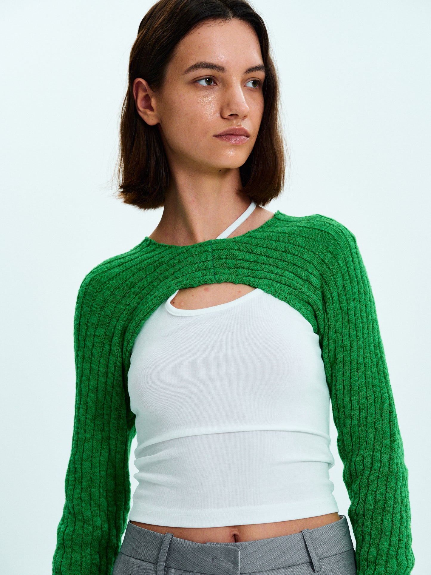 Cropped Knit Bolero, Shamrock