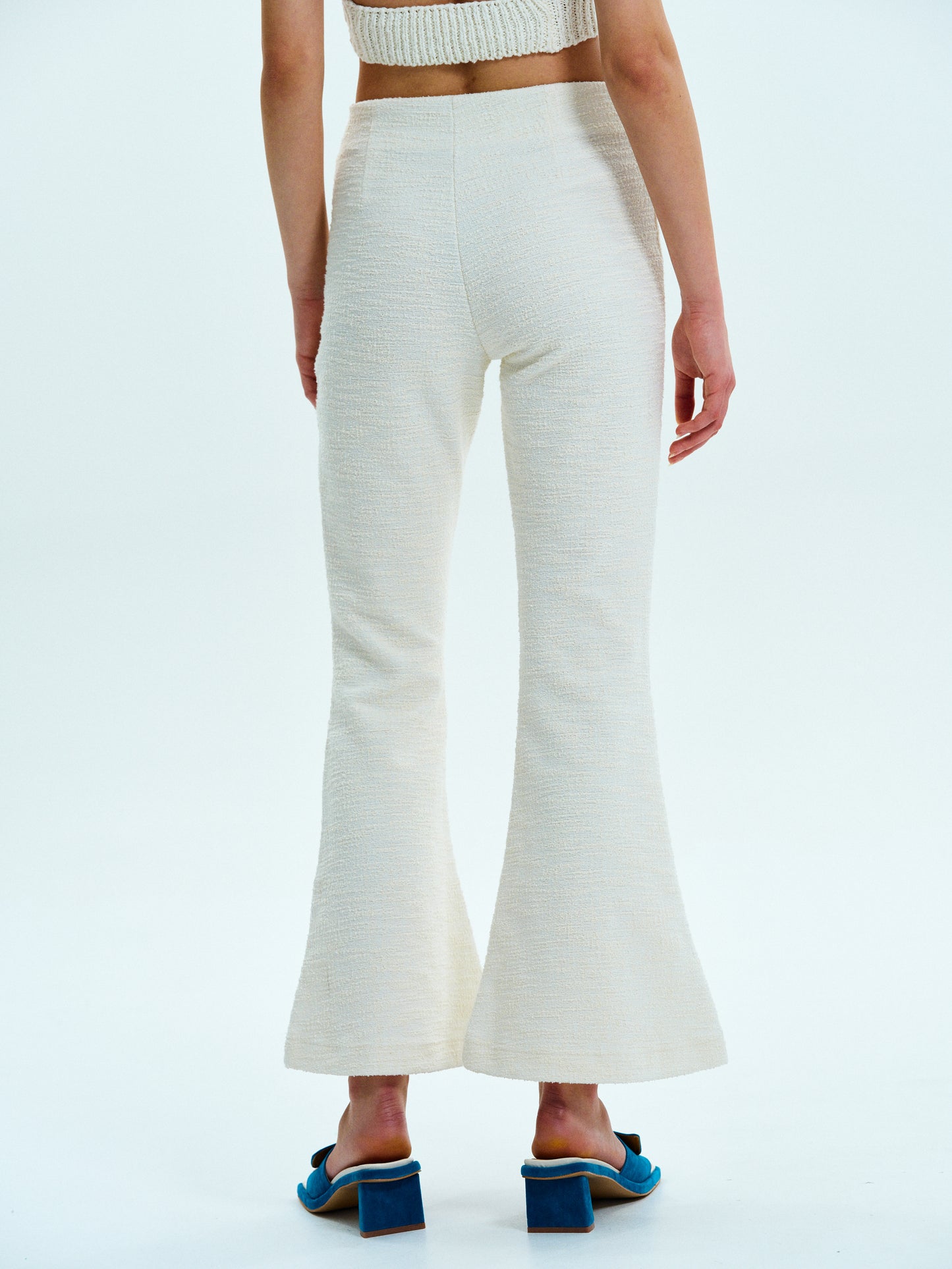 Flared Tweed Trousers, Powder