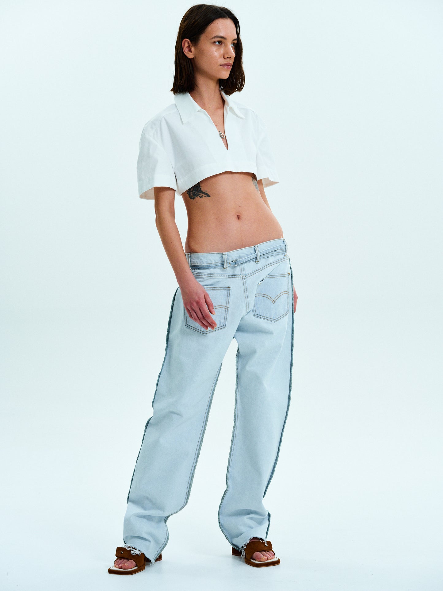 Cropped Polo Shirt, White