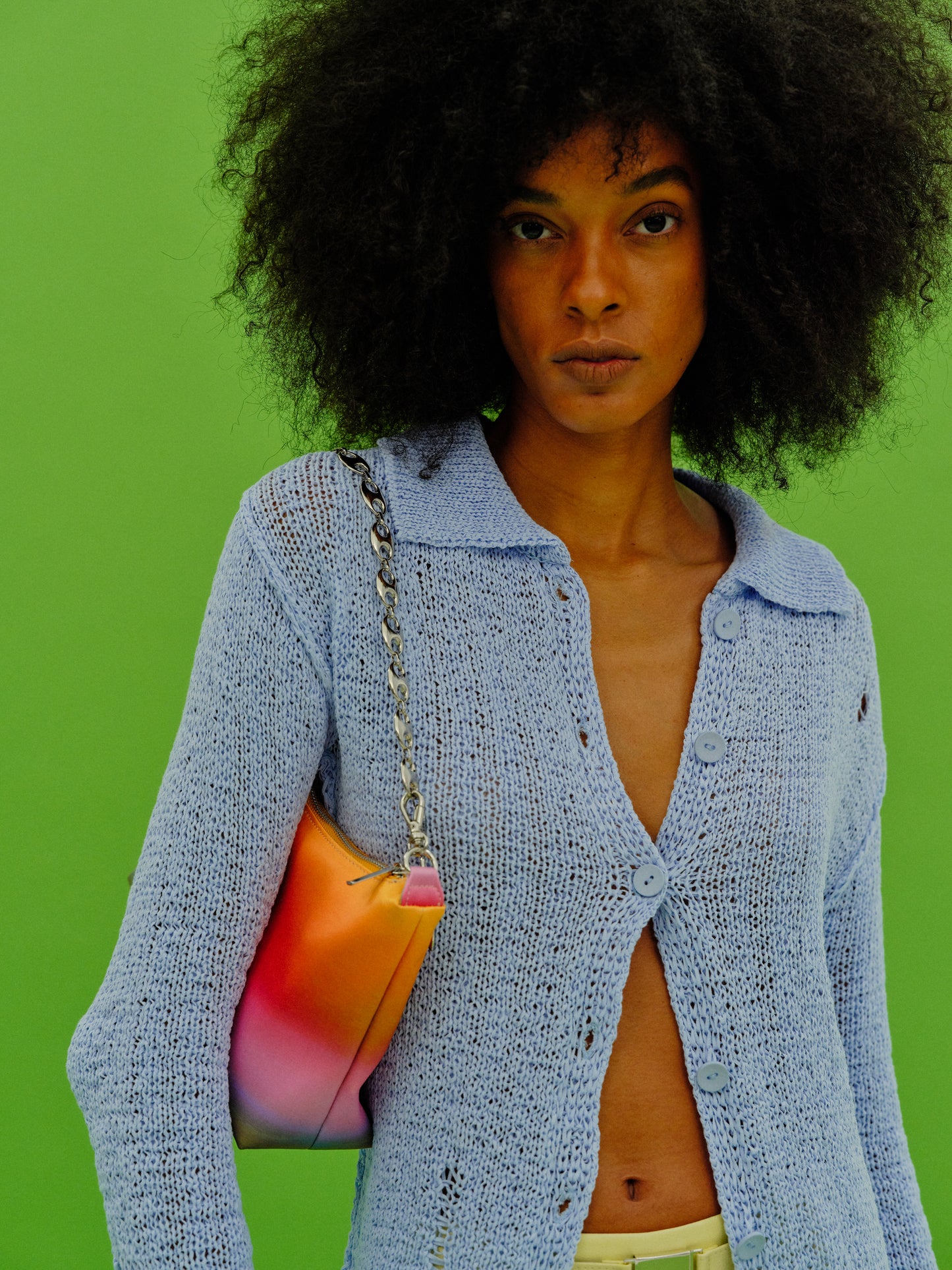 Crochet Open Knit Shirt, Periwinkle