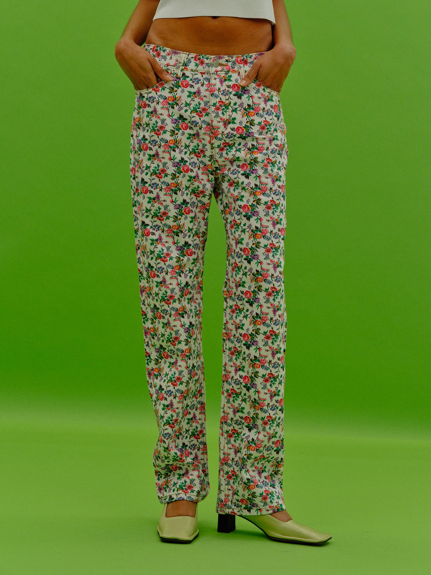 Floral Print Jeans, Rose Garden
