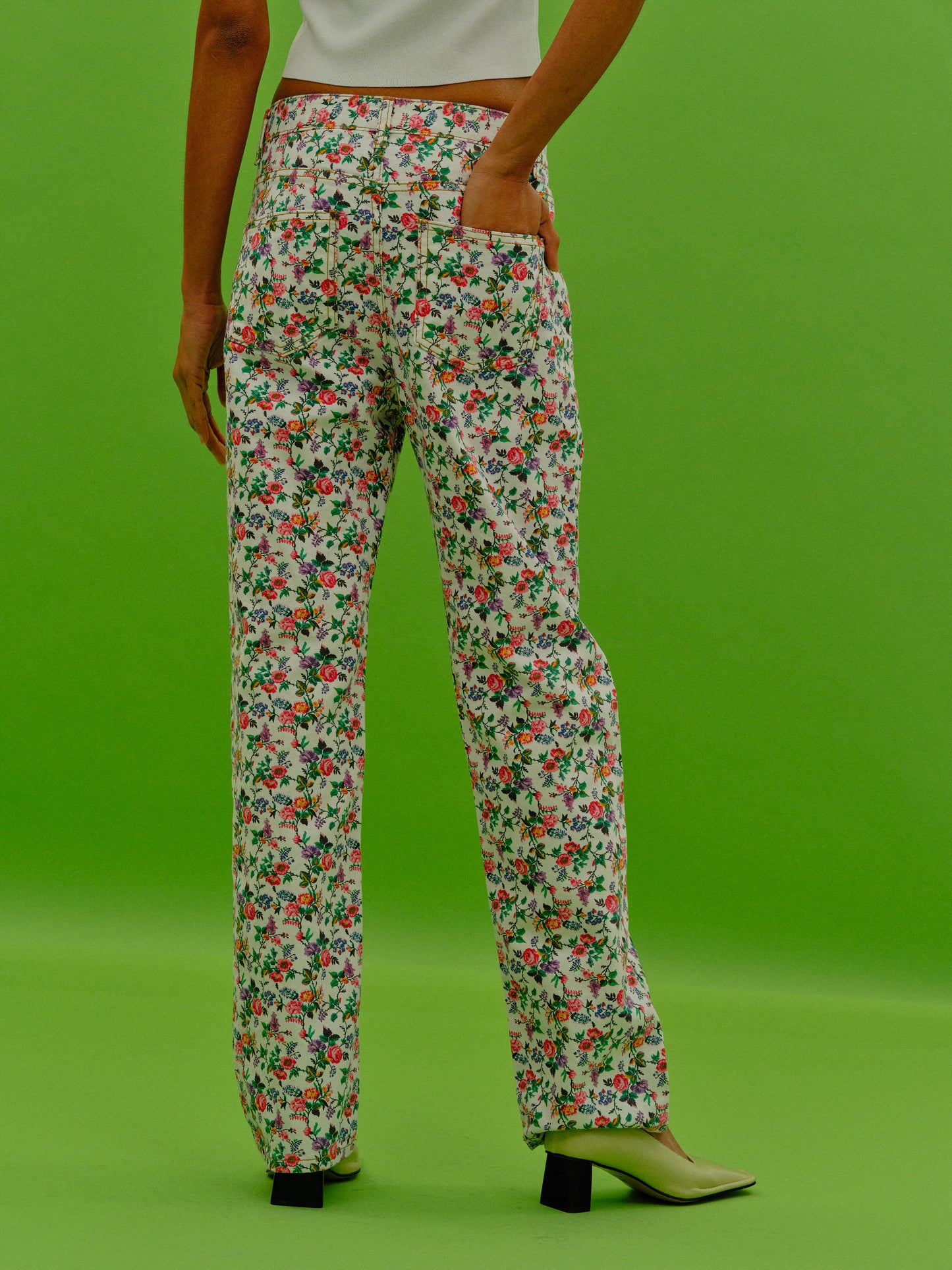 Floral Print Jeans, Rose Garden