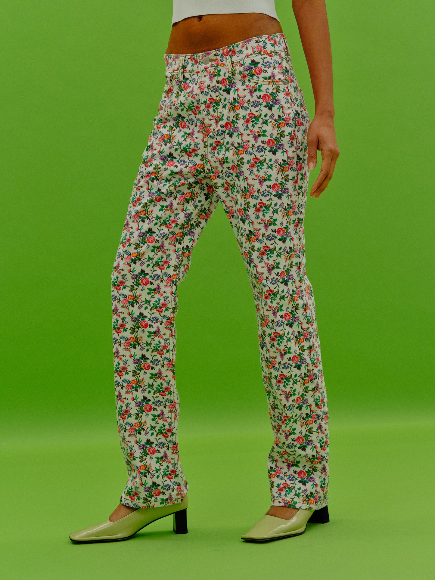 Floral Print Jeans, Rose Garden