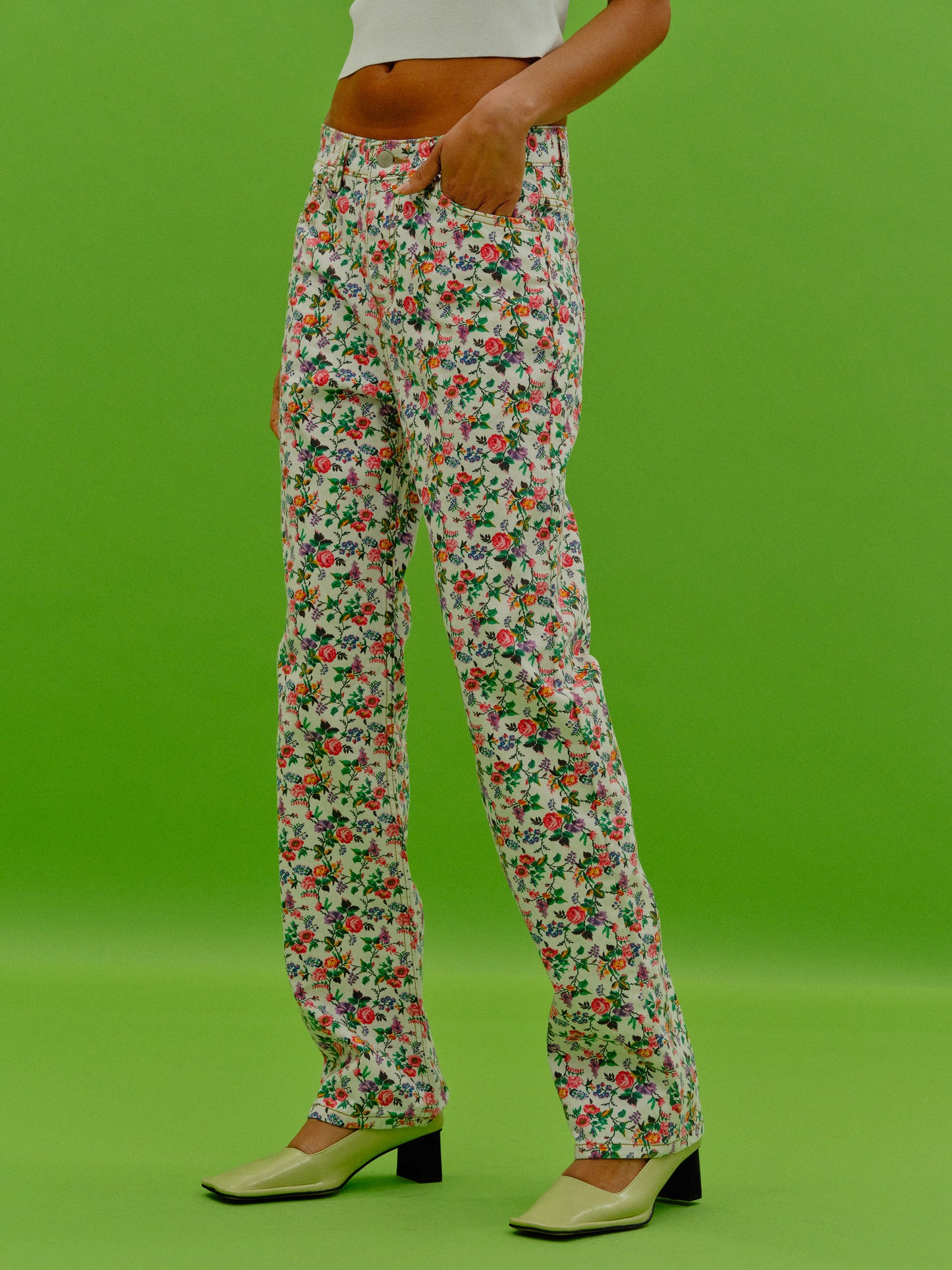 Floral Print Jeans, Rose Garden