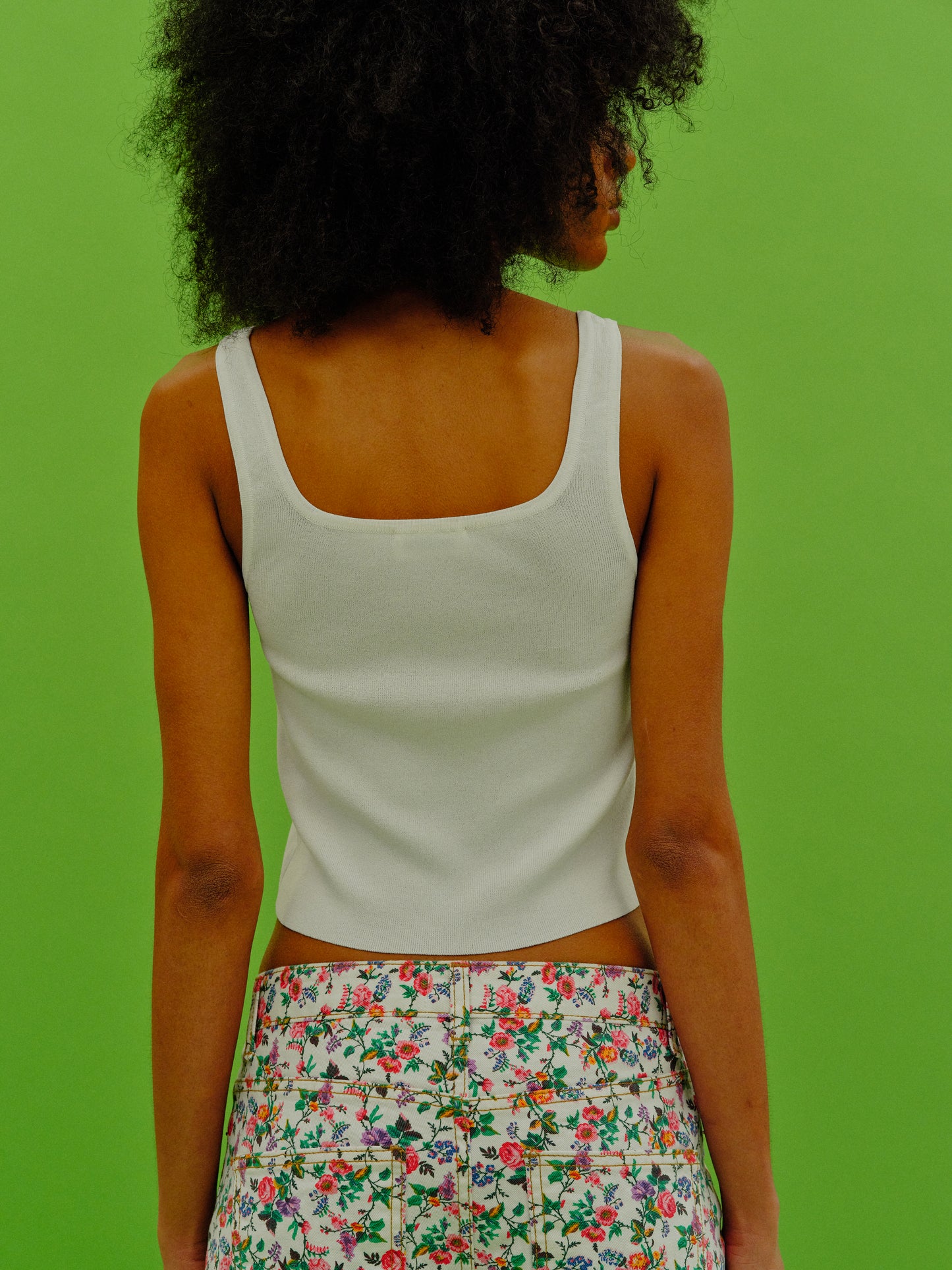 Stretch Knit Tank Top, Ivory