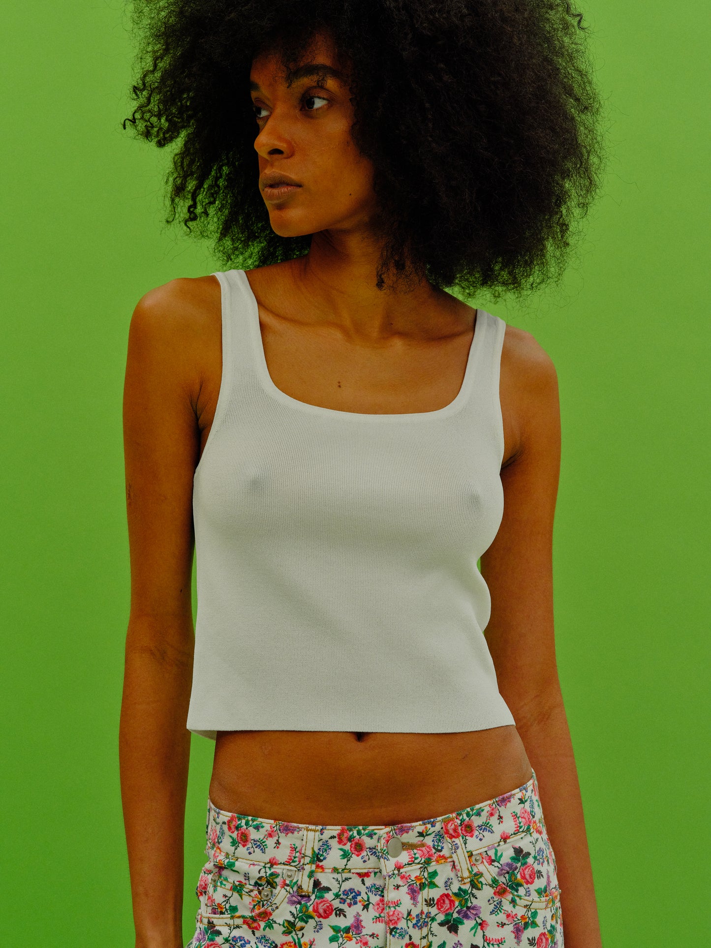 Stretch Knit Tank Top, Ivory