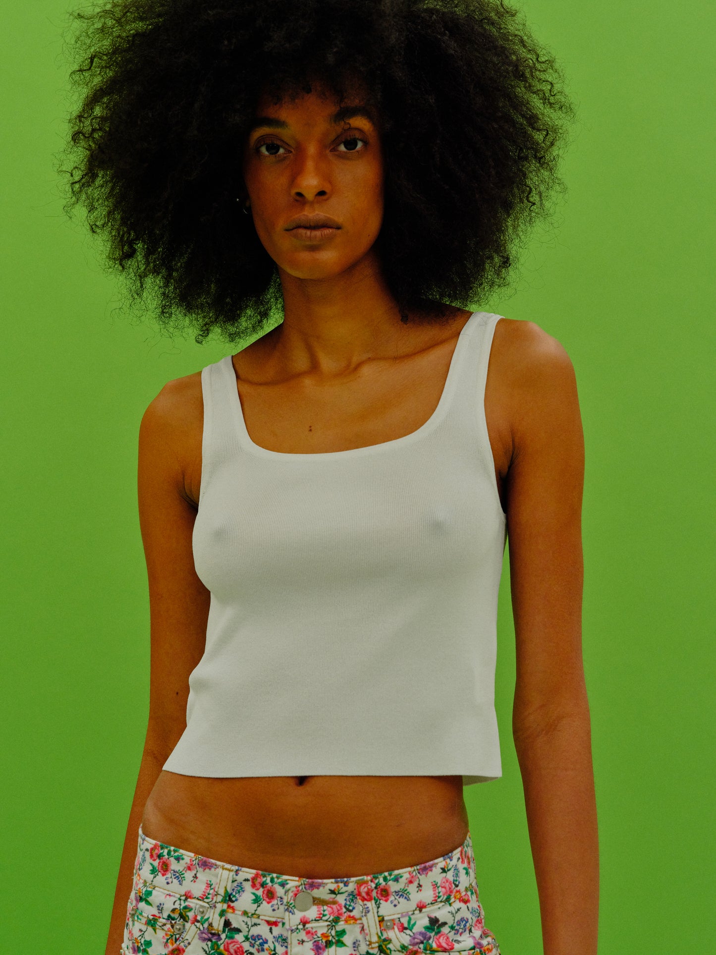 Stretch Knit Tank Top, Ivory
