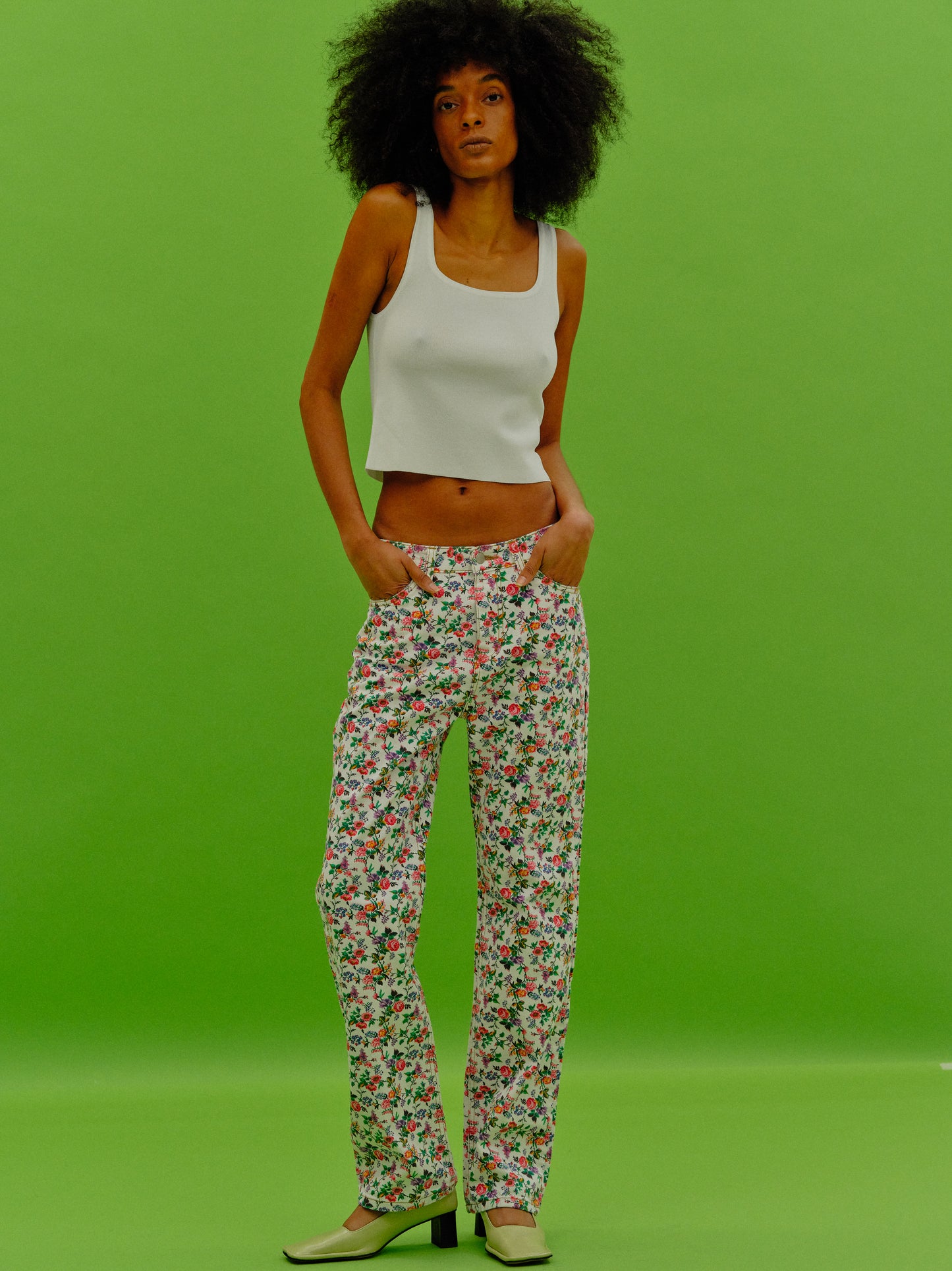 Floral Print Jeans, Rose Garden