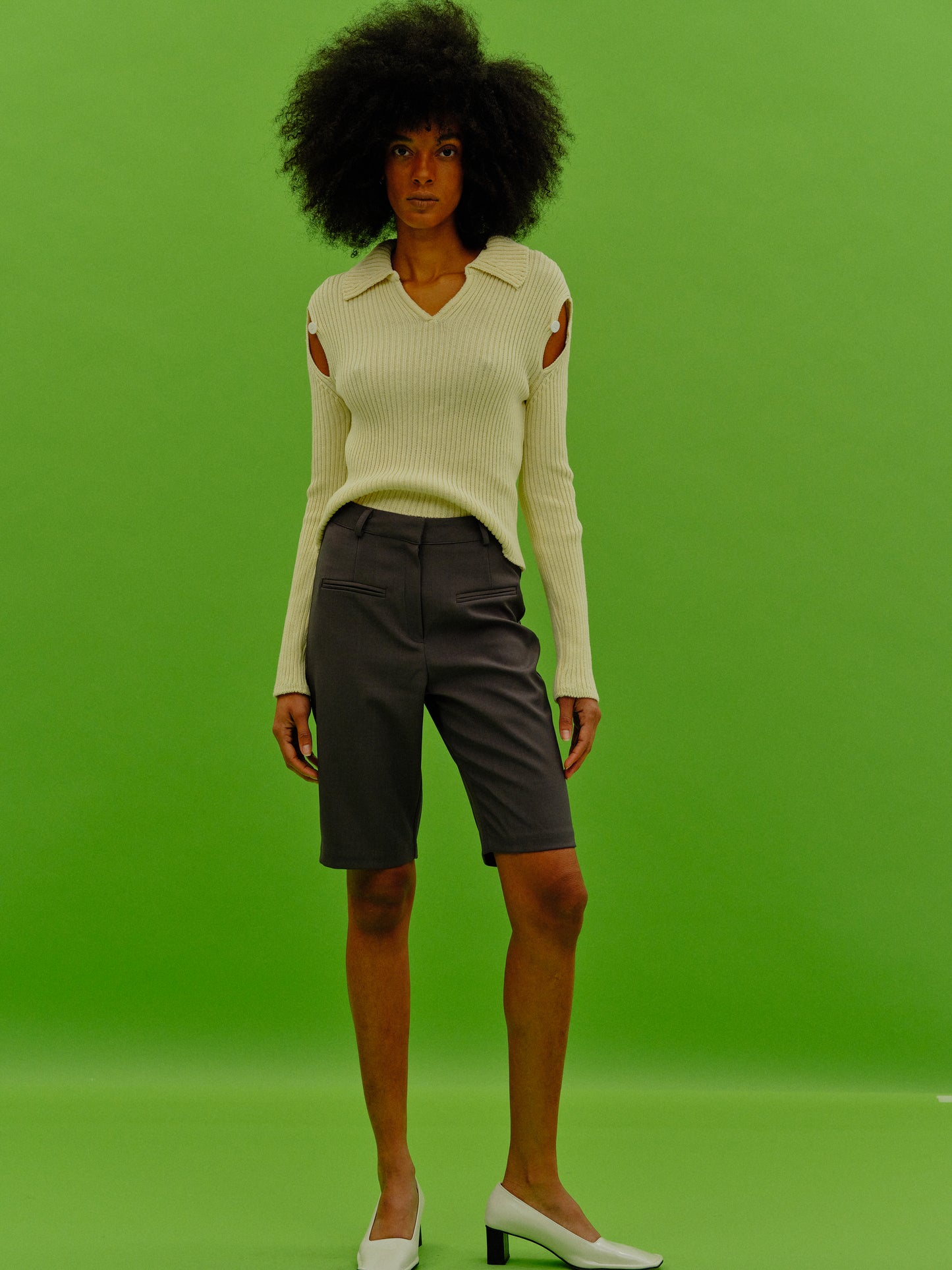 Slash Knitted Polo, Butter Yellow