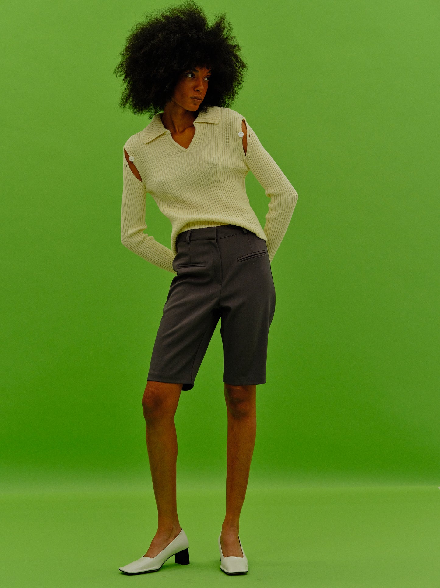 Slim Suiting Shorts, Asphalt