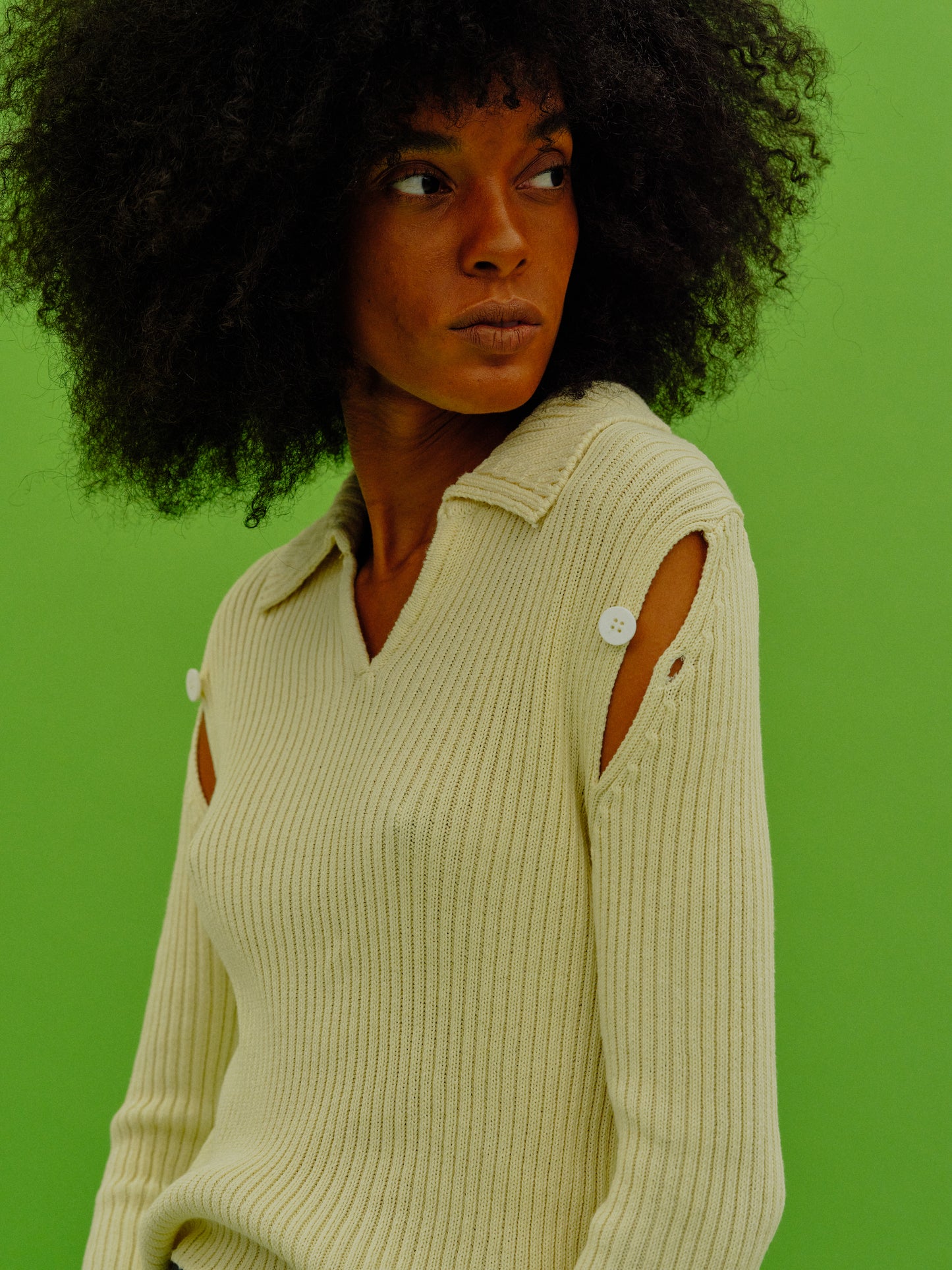 Slash Knitted Polo, Butter Yellow