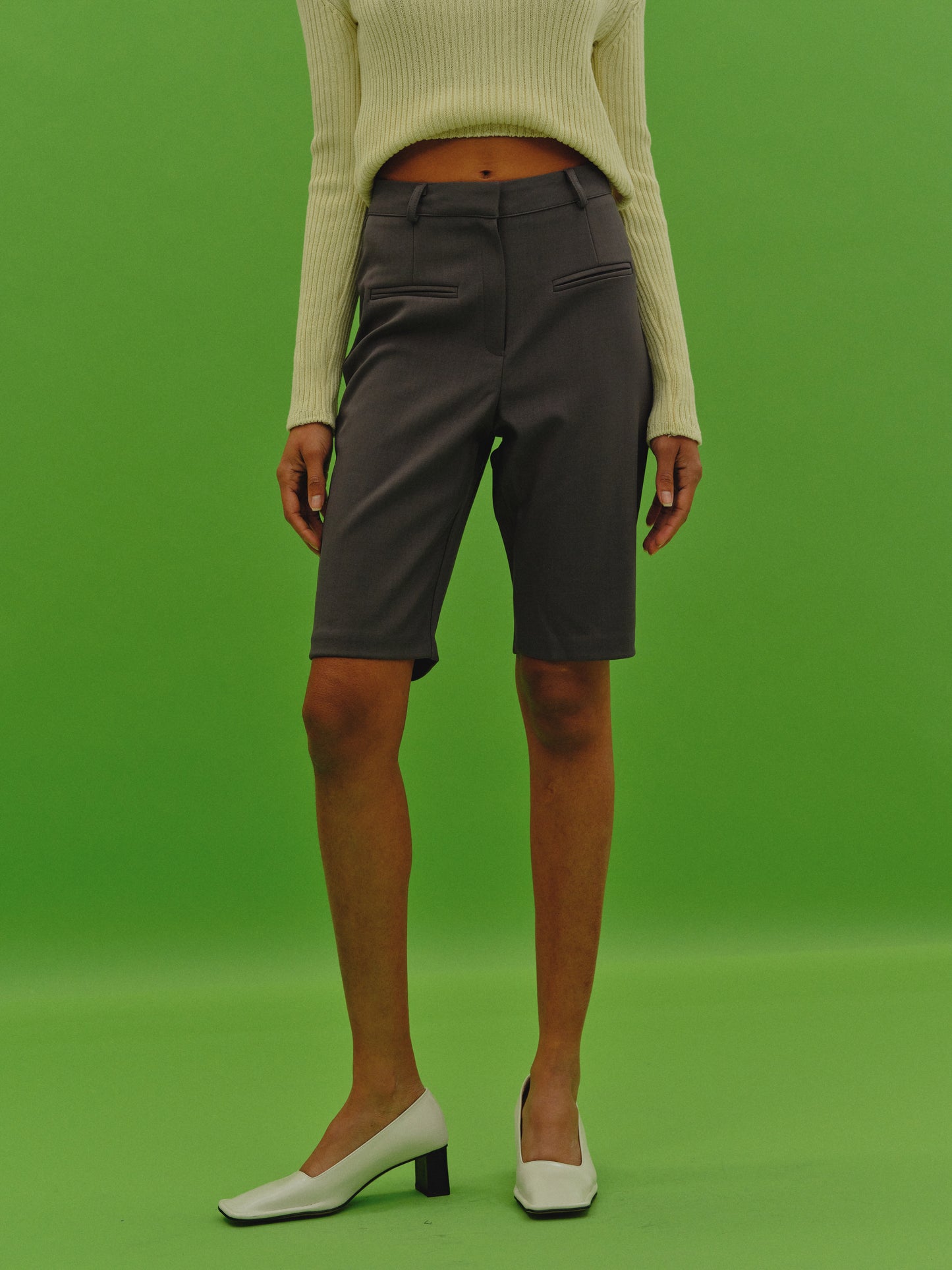 Slim Suiting Shorts, Asphalt