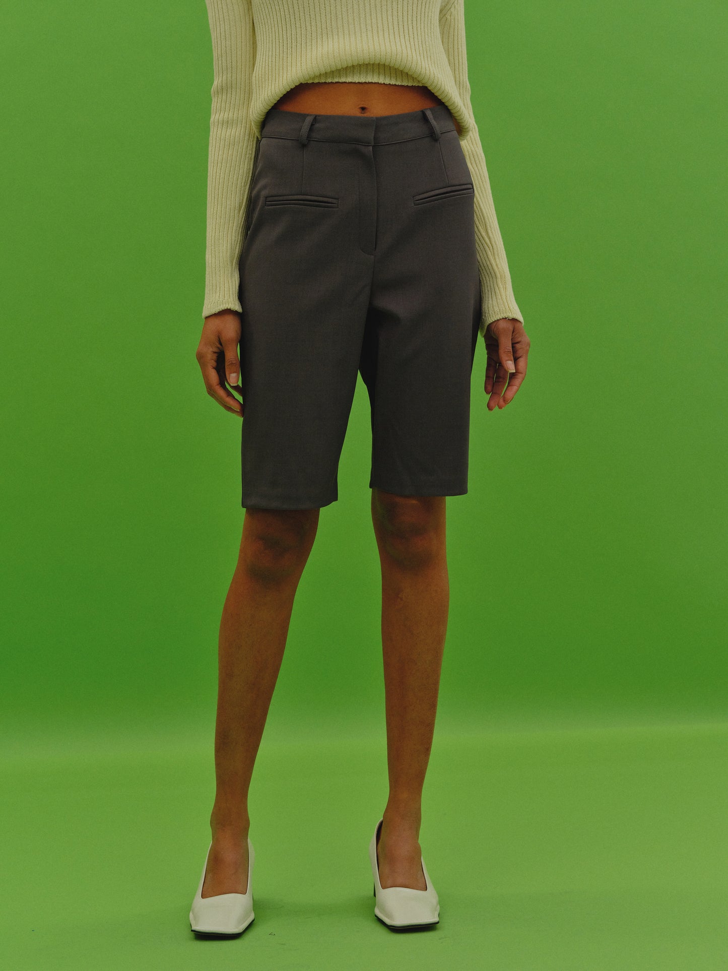 Slim Suiting Shorts, Asphalt