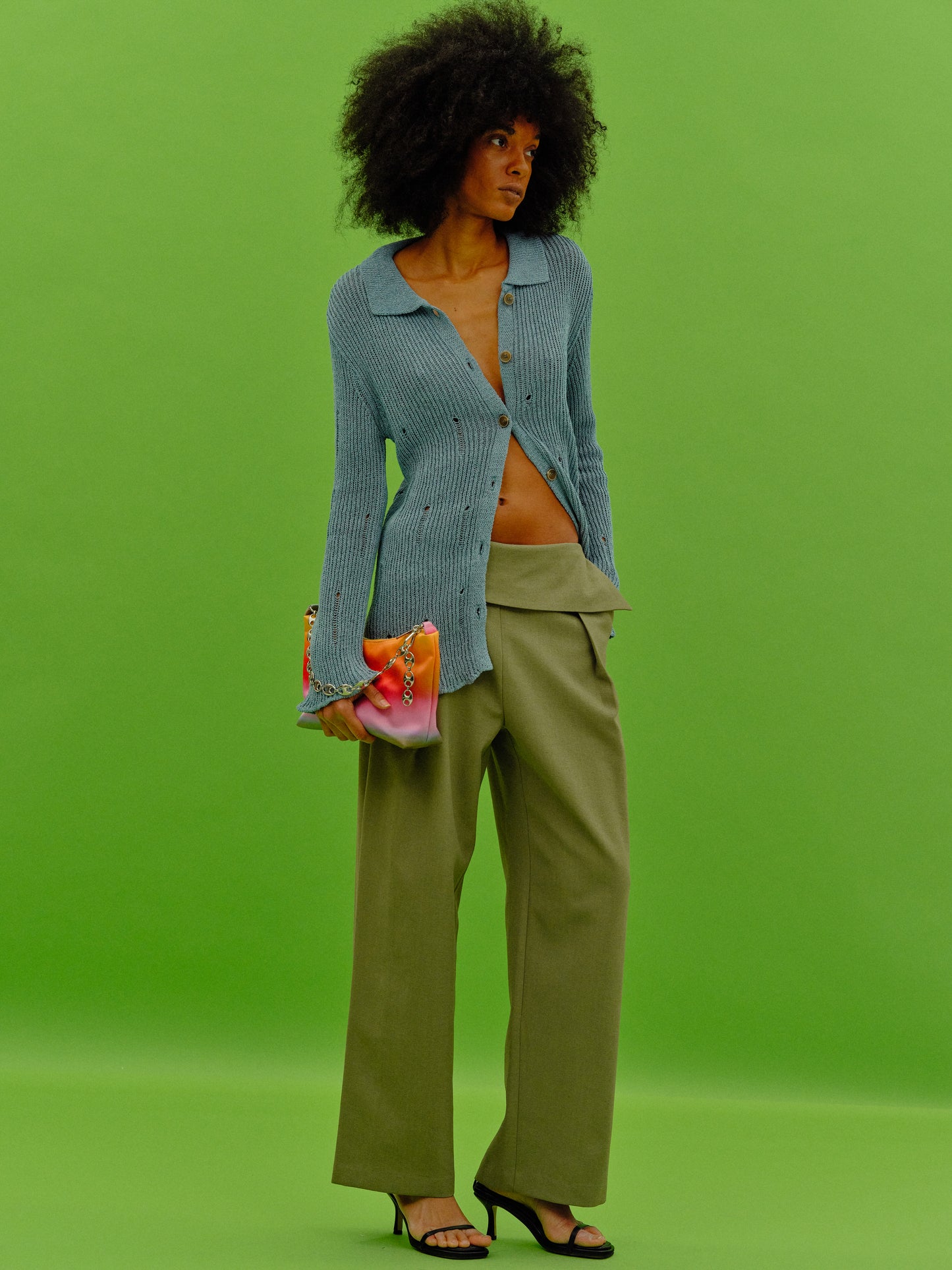 Wide Overlay Trousers, Olive