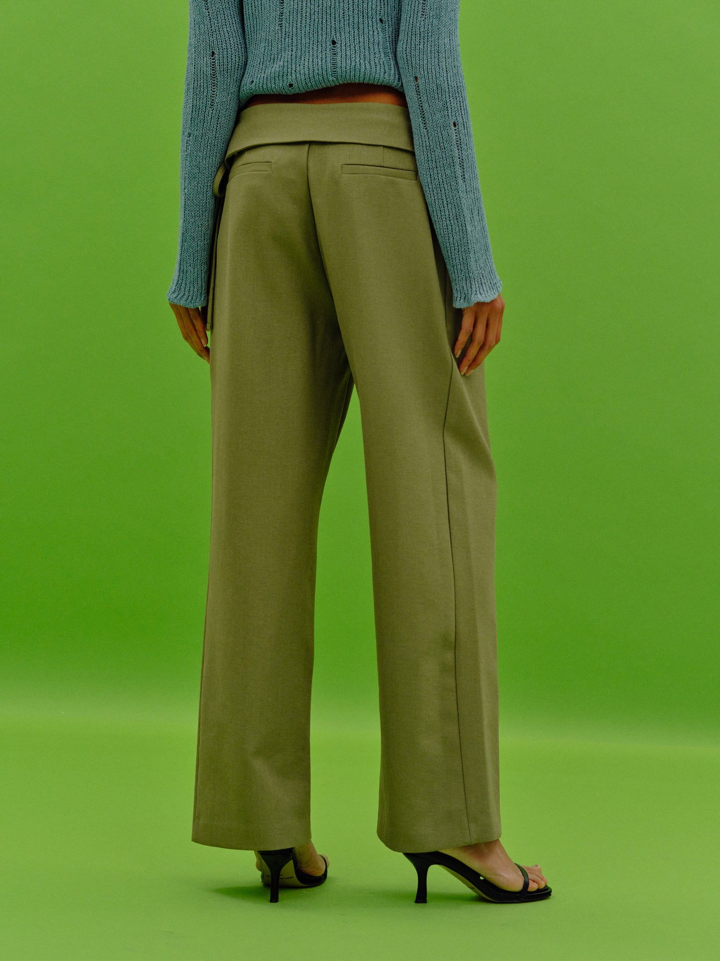 Wide Overlay Trousers, Olive