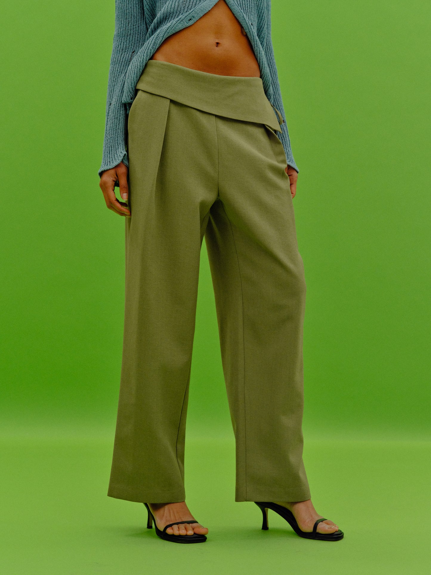Wide Overlay Trousers, Olive