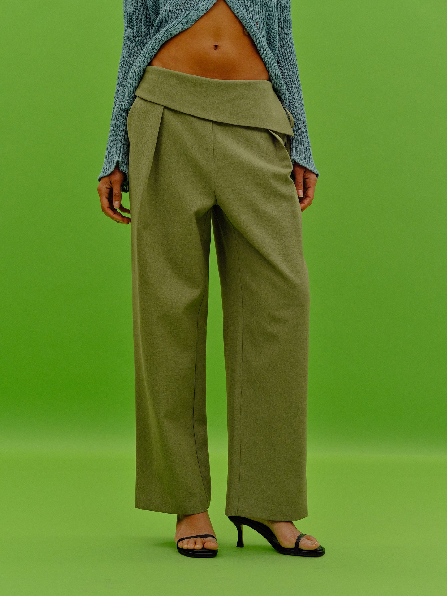 Wide Overlay Trousers, Olive