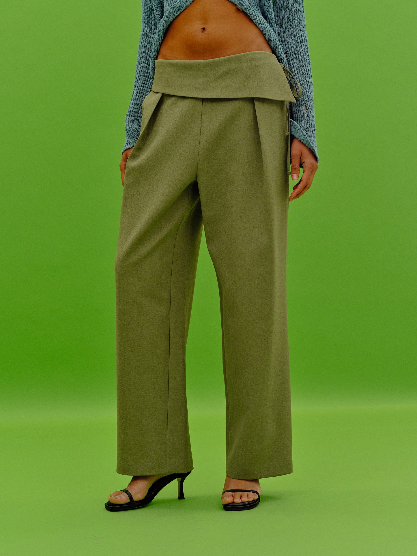 Wide Overlay Trousers, Olive