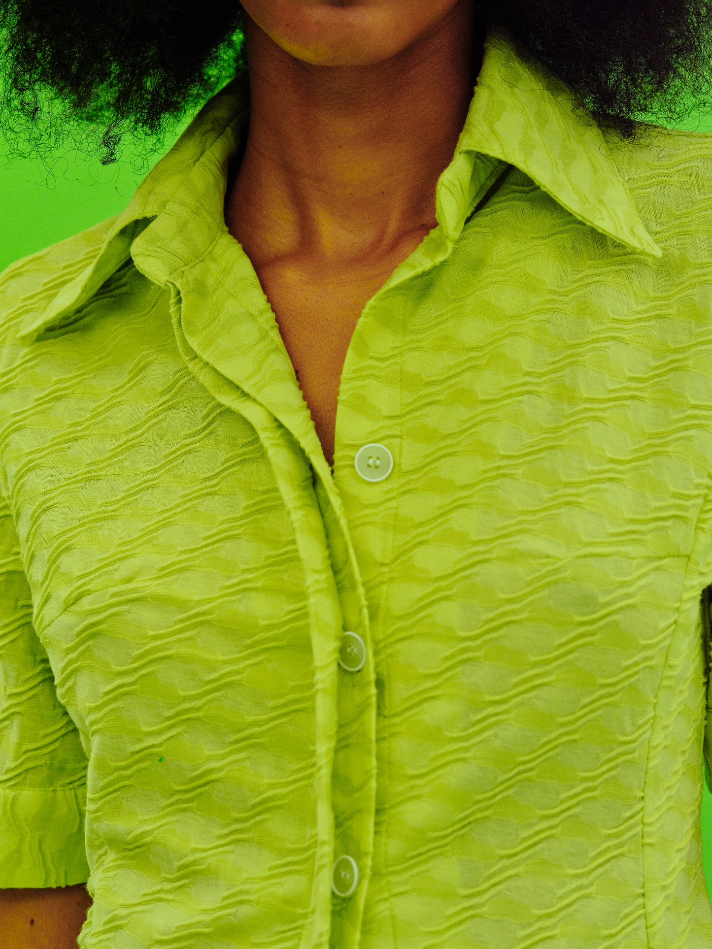 Textured Woven Shirt, Acid Green