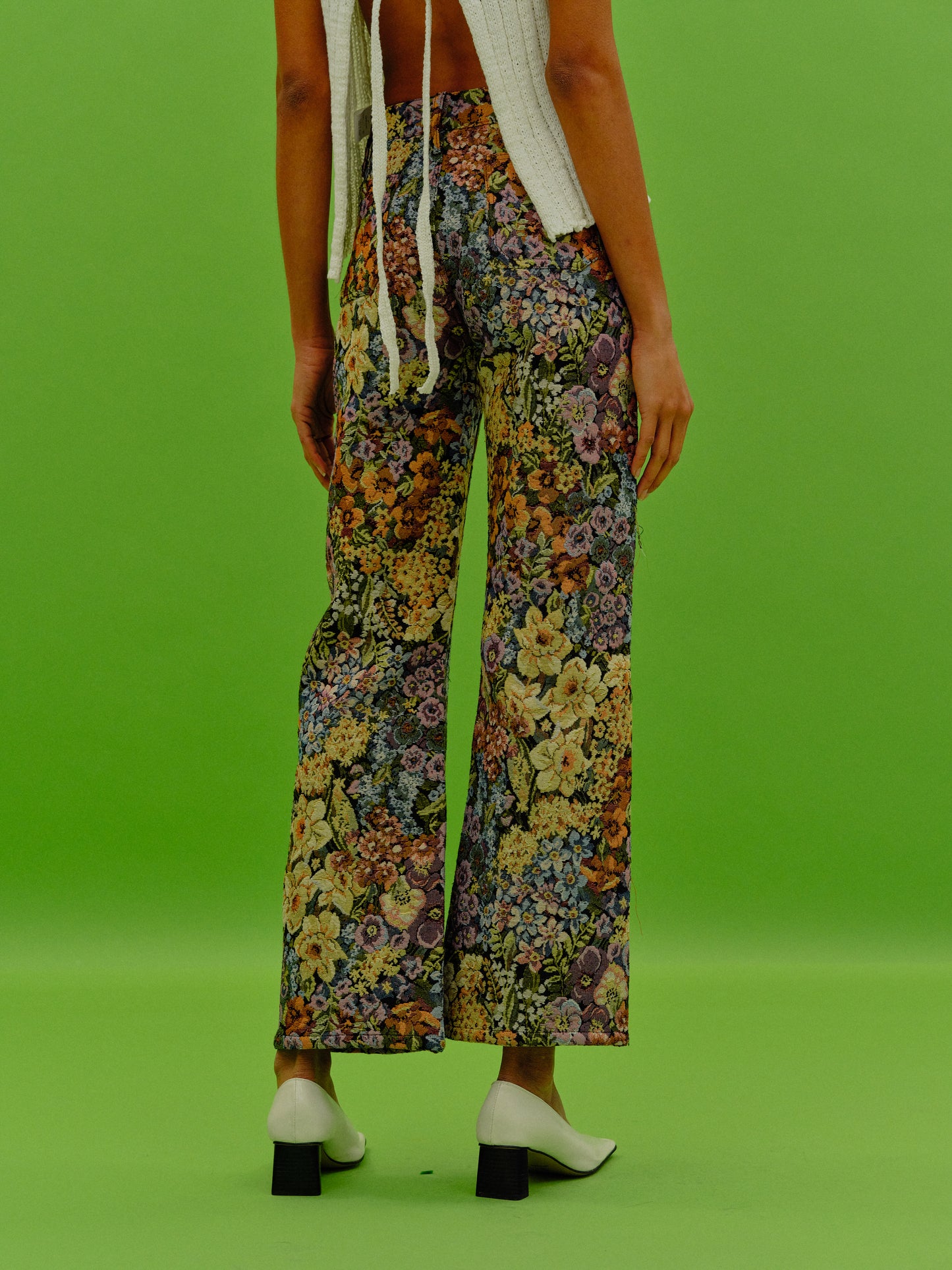 Jacquard Embroidered Pants, Bouquet