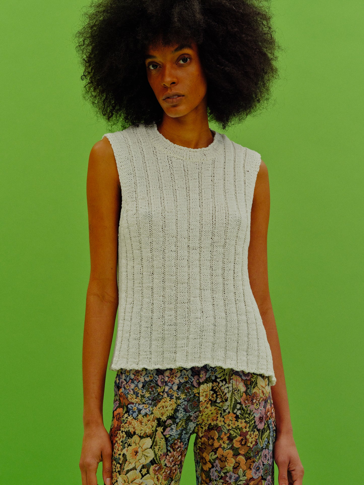 Sleeveless Tie Back Knit, True White