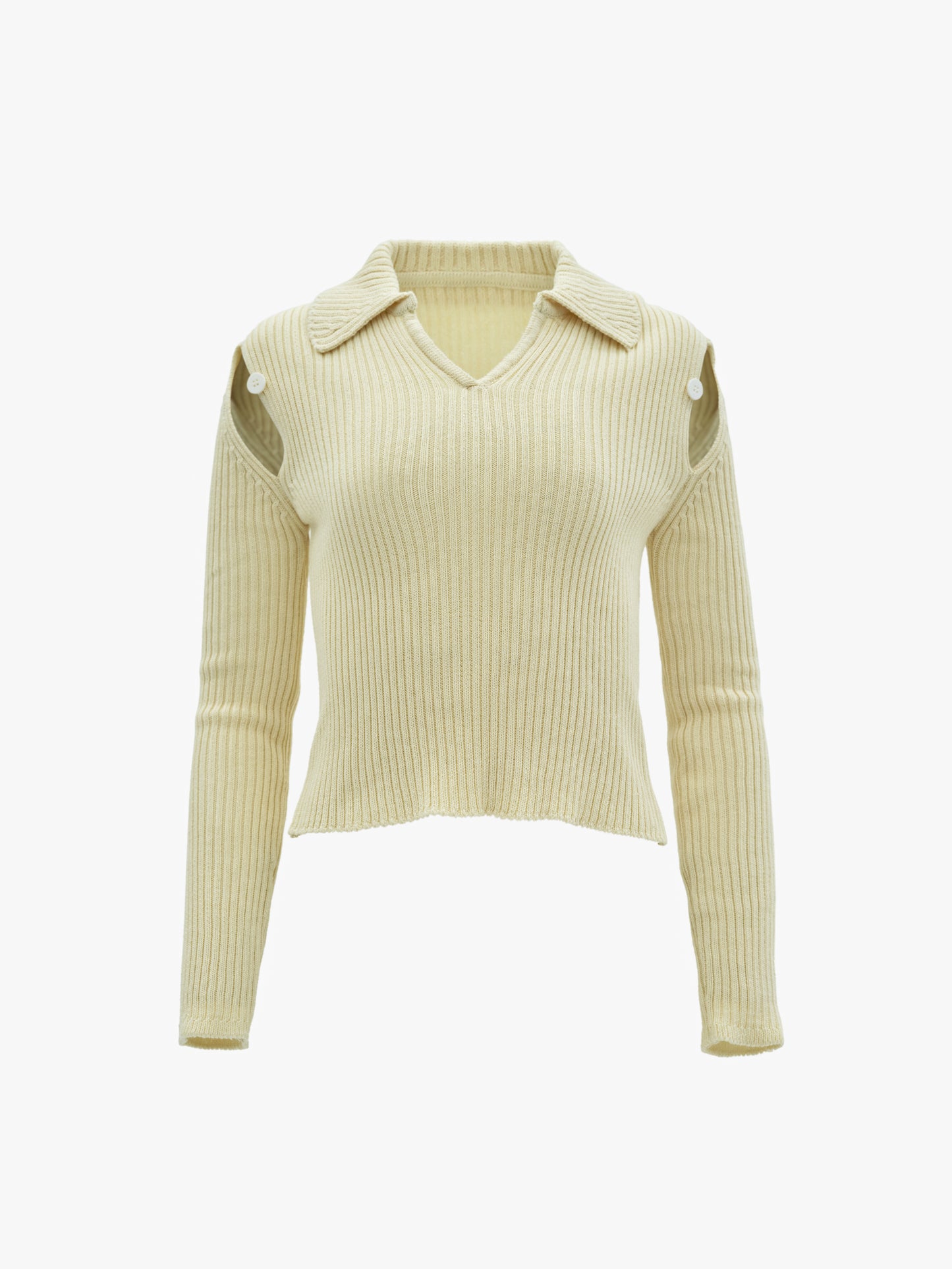 Slash Knitted Polo, Butter Yellow