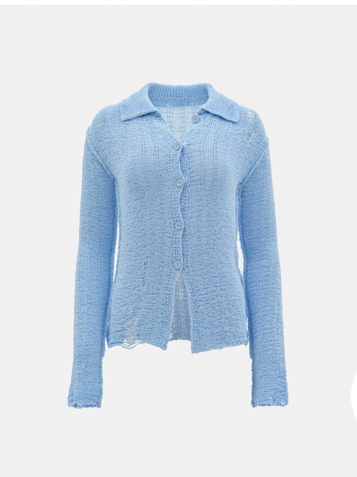 Crochet Open Knit Shirt, Periwinkle