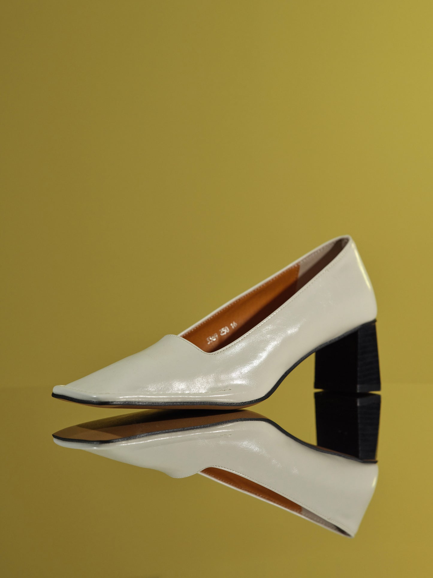 Square-Toe Block Heels, Ivory