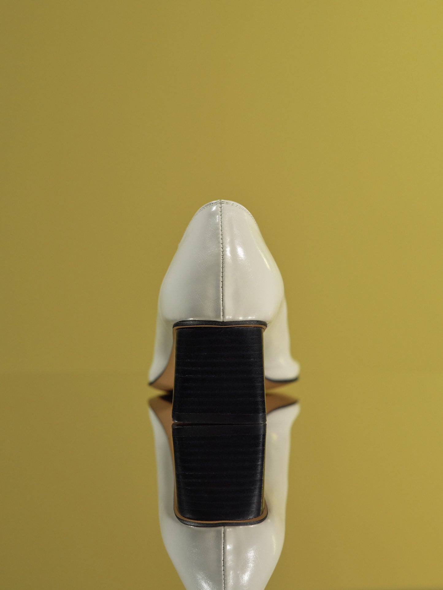 Square-Toe Block Heels, Ivory