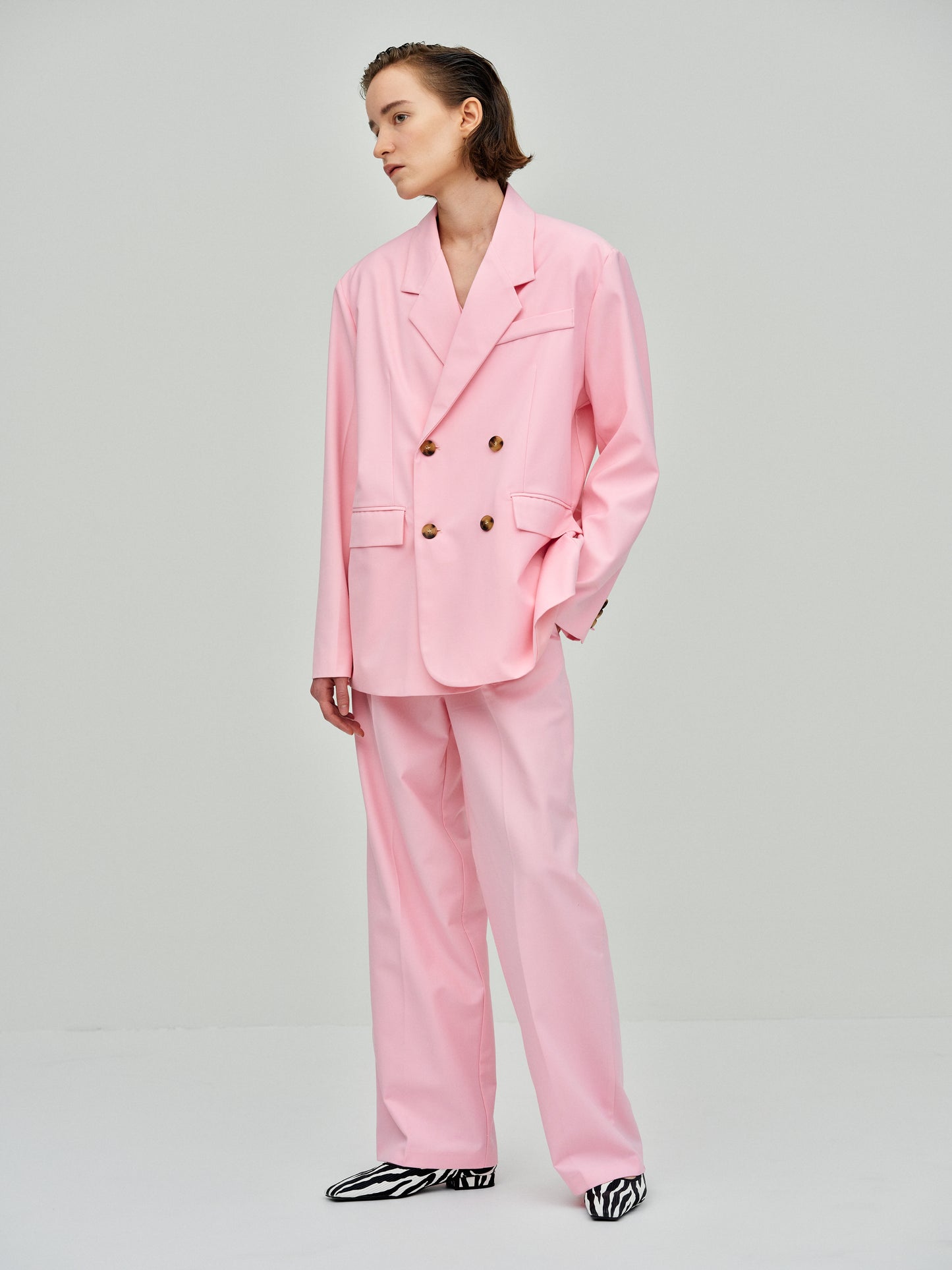 Double-Breasted Suit Blazer, Pink